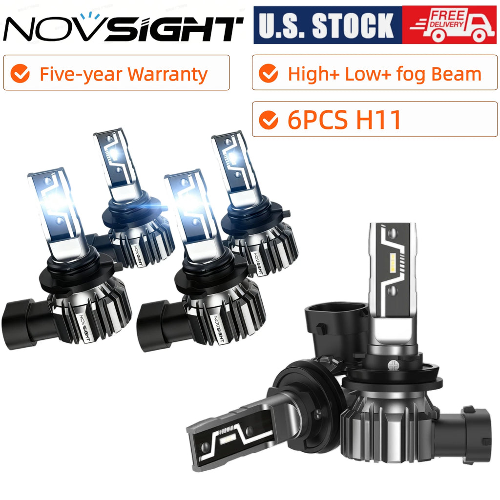 6X H11 9005 9006 LED Headlight Bulbs for High Low Fog Beam (IP68)