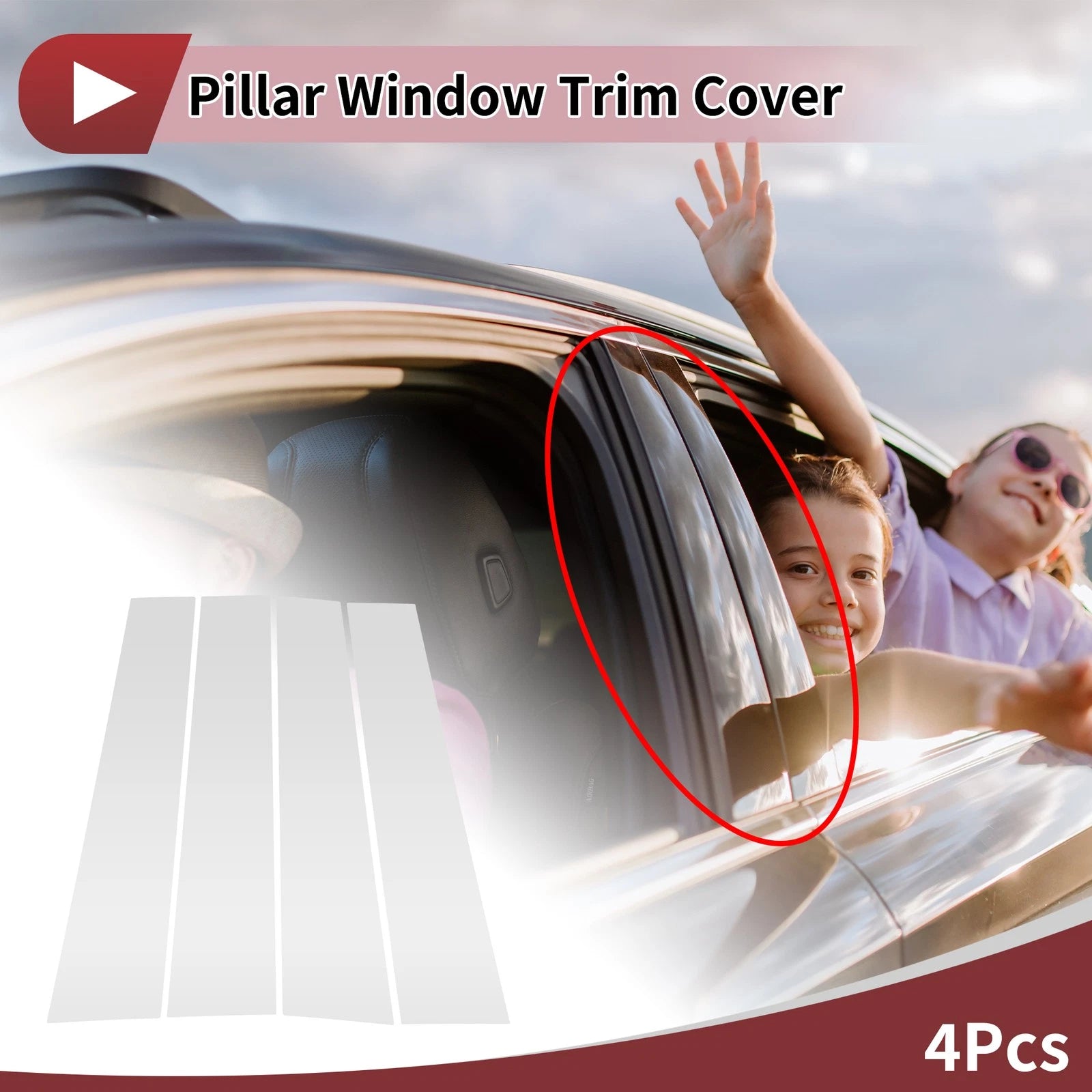 Set of 4 Door Pillar Window Trim for Mazda BT50 (2010–2015) Silver Tone