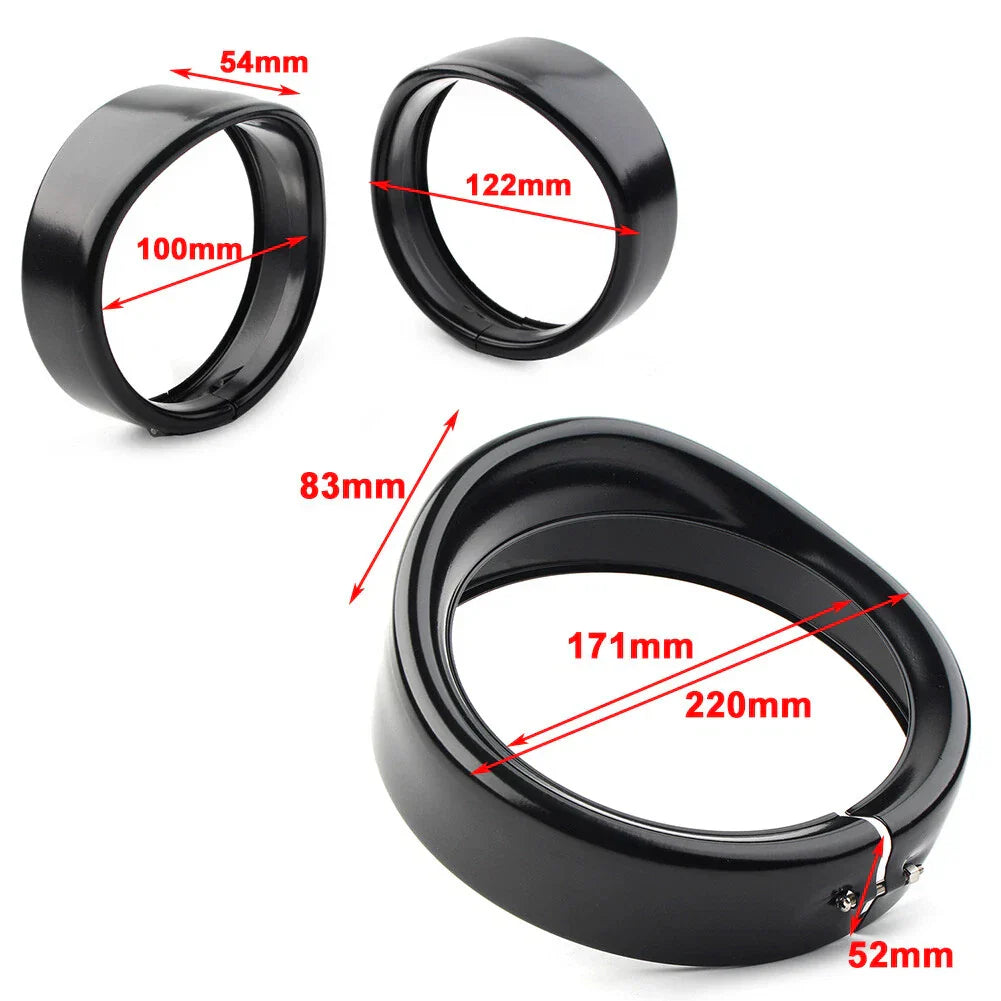 7" 4.5" Fog Headlight Trim Ring Bezel Visor Cover for Harley Touring