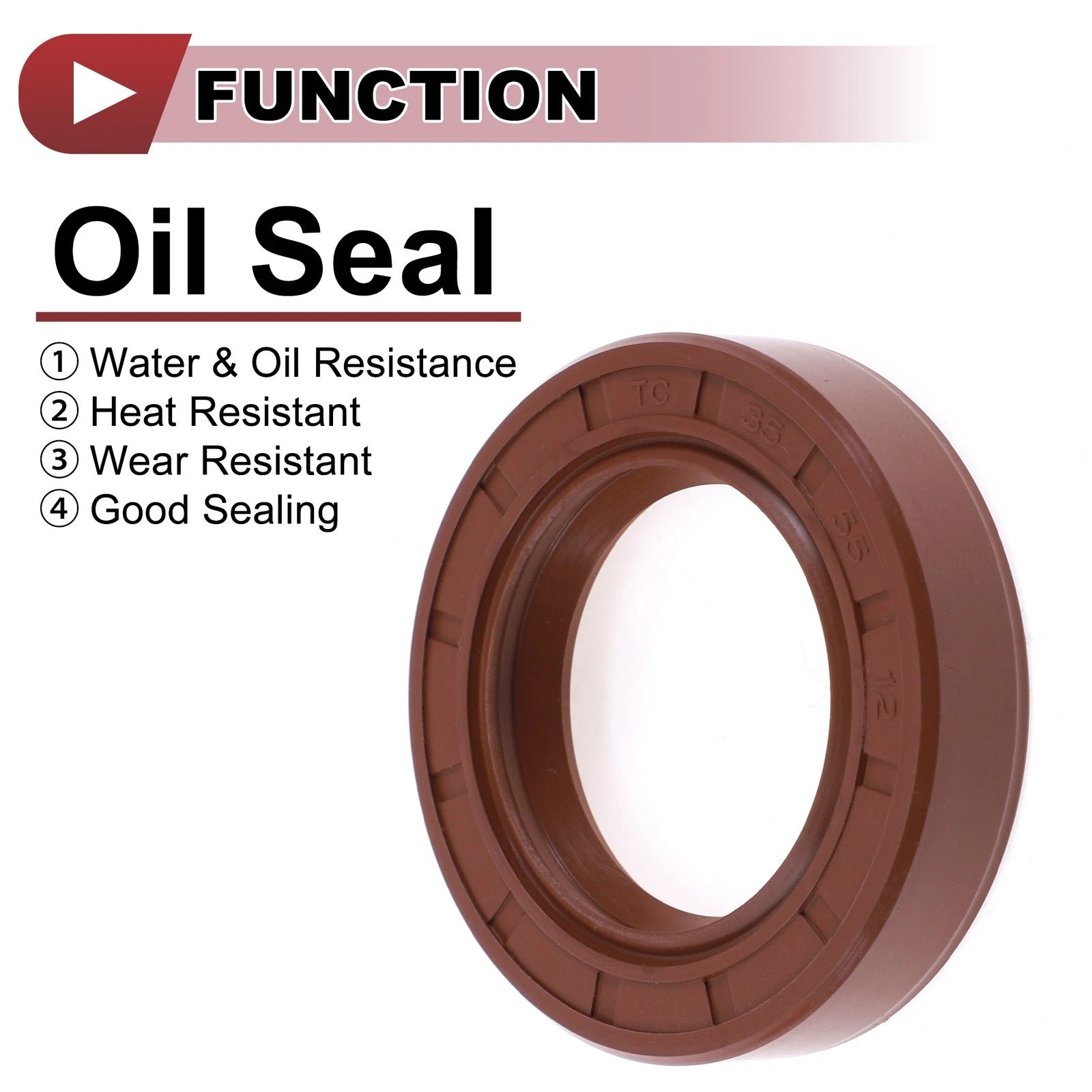 2X Oil Seal Rotary Shaft Seal for Various Models (35x55x12mm) FKM Rubber
