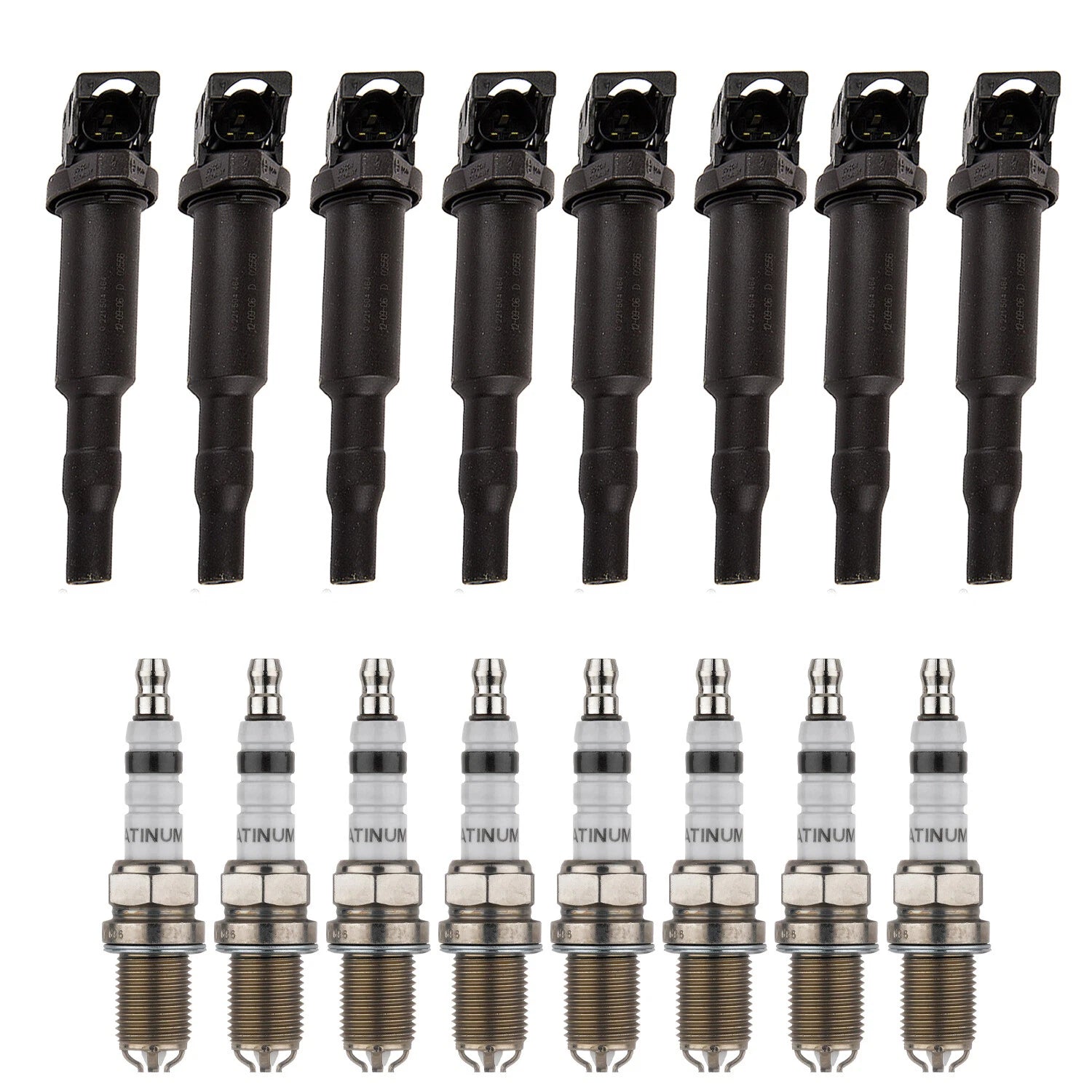 Set of 8 Ignition Coils & Double Platinum Spark Plugs for BMW E65 E66 E53 X5 (2000–2006)