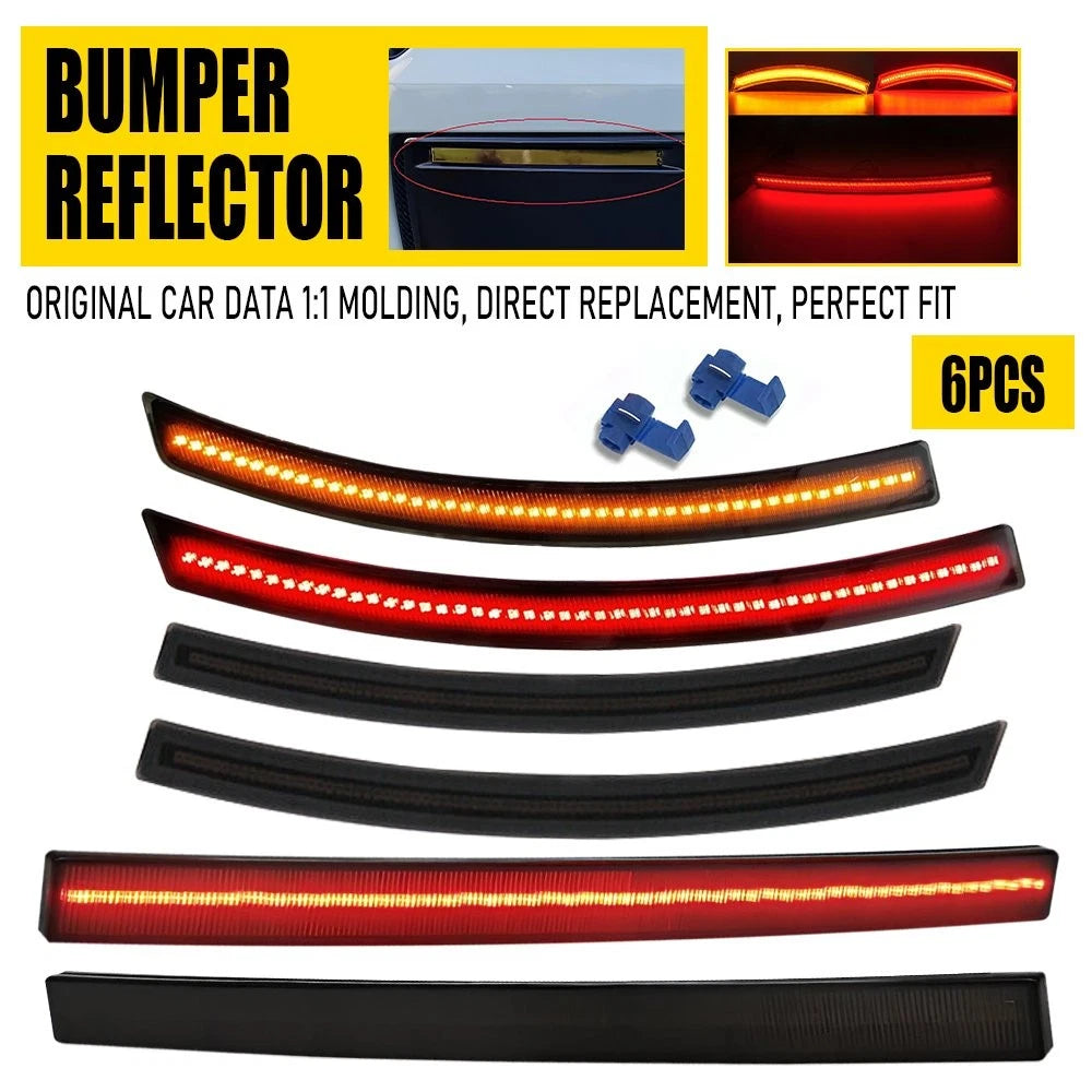 6X Smoked LED Bumper Rear Reflector Lights for Chevrolet Corvette C7 (2014–2019)