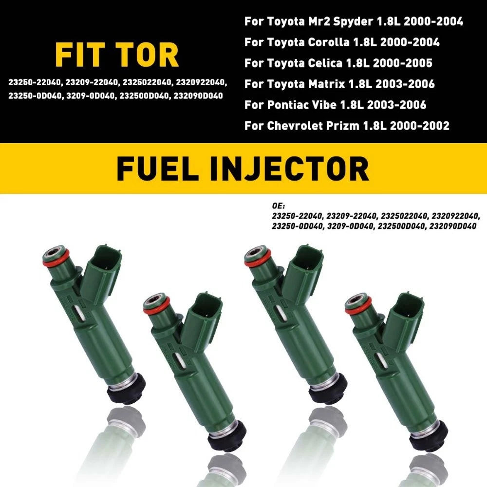 Set of 4 Fuel Injectors for Toyota MR2 Spyder Corolla Celica 1.8L (2000–2004)