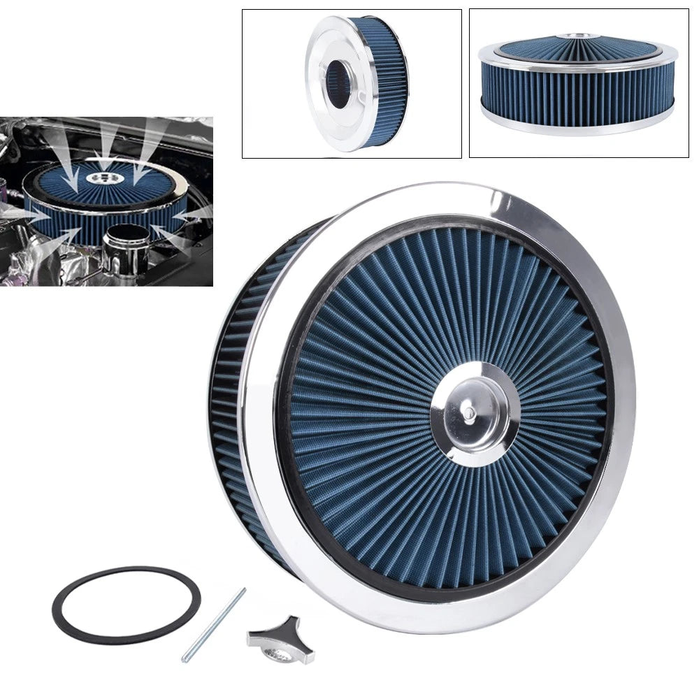 14 Inch Round Deep Dish Performance Air Cleaner for SBC BBC (Universal)