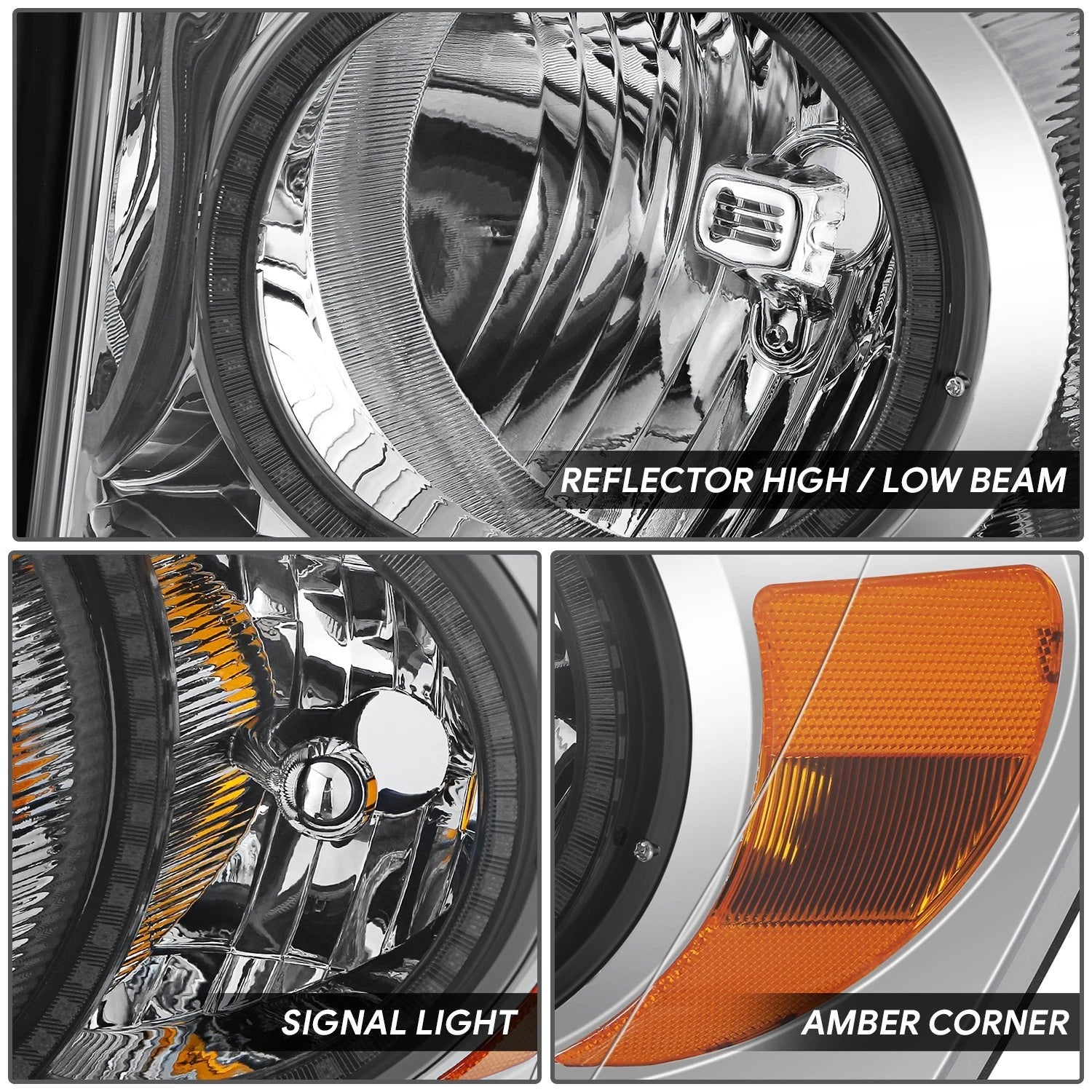 2X Chrome Amber LED Halo Ring RGB Headlight Lamps for Dodge Ram 1500-3500 (2006–2009)