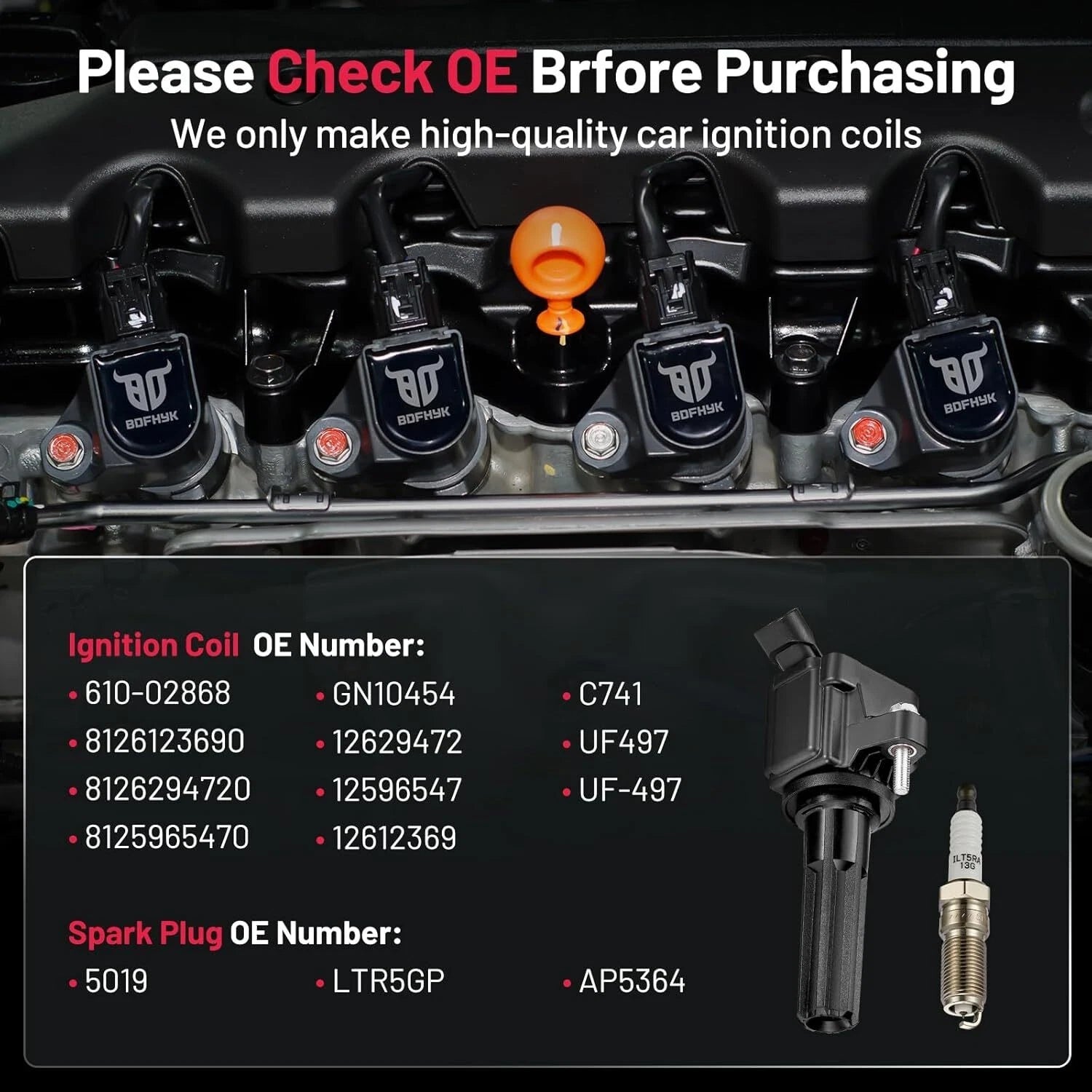 6X Ignition Coils & Iridium Spark Plugs for Chevy Trailblazer GMC Envoy (2002–2009)
