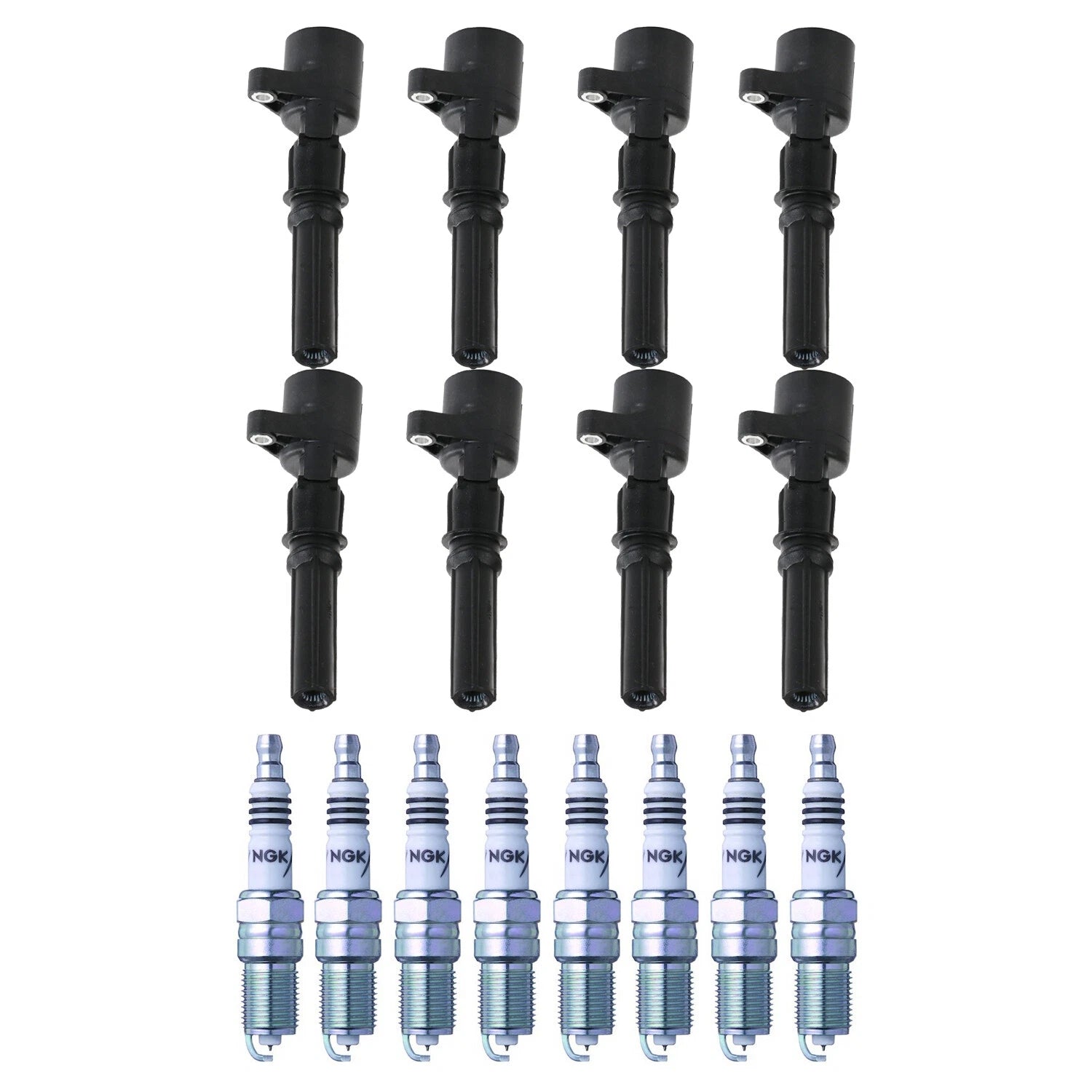 Set of 8 Ignition Coils & Spark Plugs for CTS Camaro E-150 V8 (2000–2023)