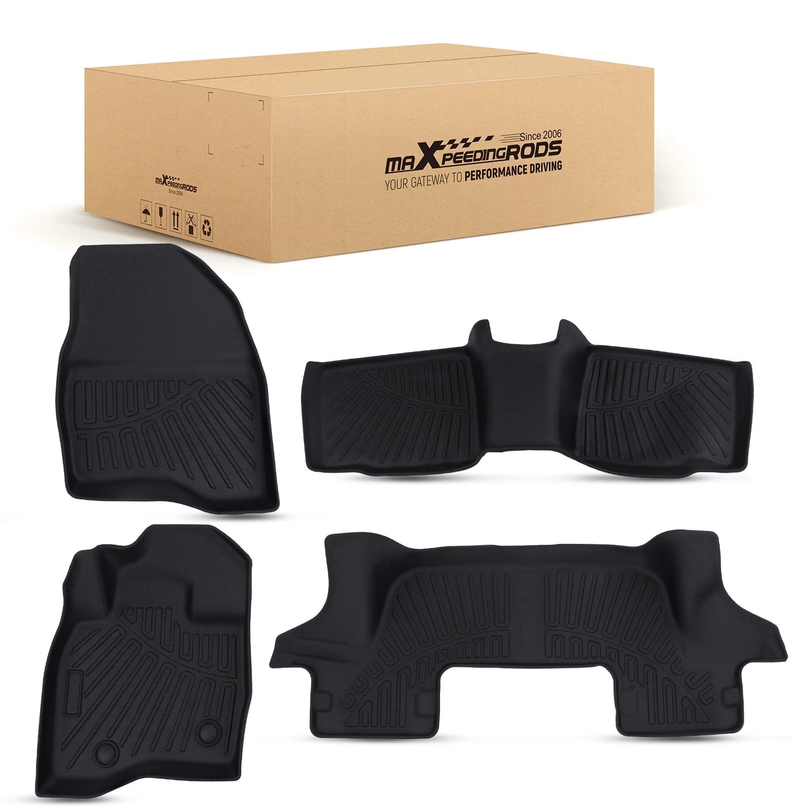 2X TPE Waterproof Floor Mat Liners for Ford Explorer (2017–2019) Rubber