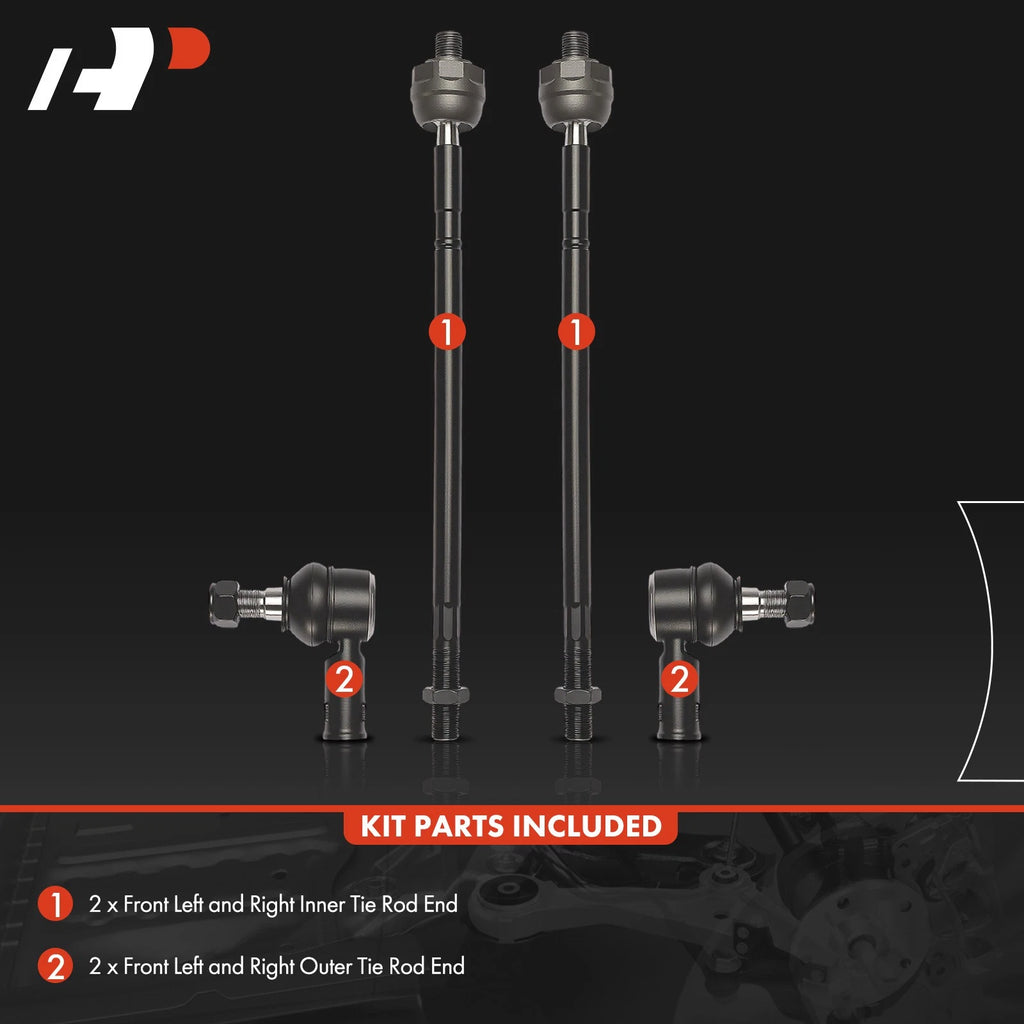Set of 4 Front Inner & Outer Tie Rod Ends for Mercedes-Benz Sprinter (2007–2018)