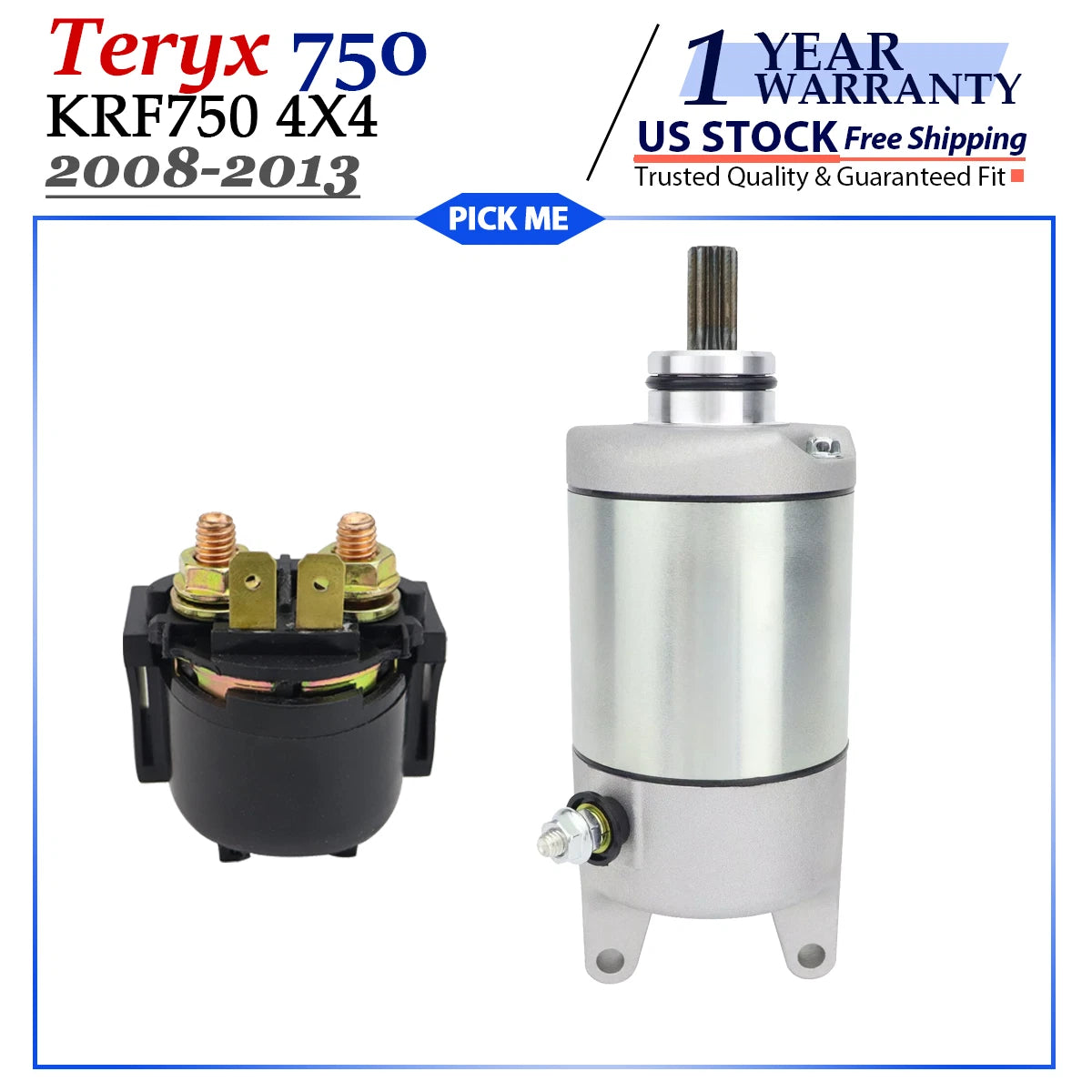 Starter for Kawasaki Teryx 750 4x4 KRF750 (2008–2013) with Relay