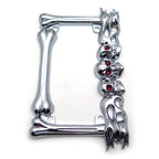 Skull & Flame License Plate Frame for Motorcycle (Chrome)