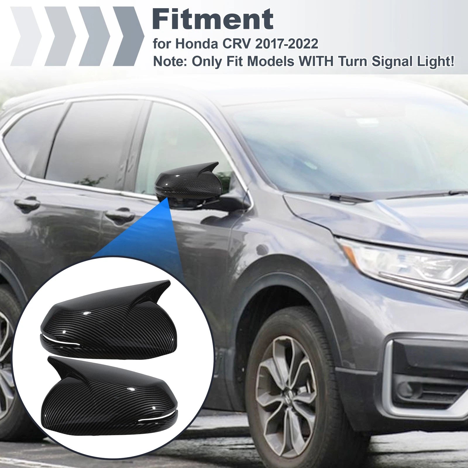 2PCS Rear View Mirror Cover for Honda CR-V (2017–2022) - Ox Horn
