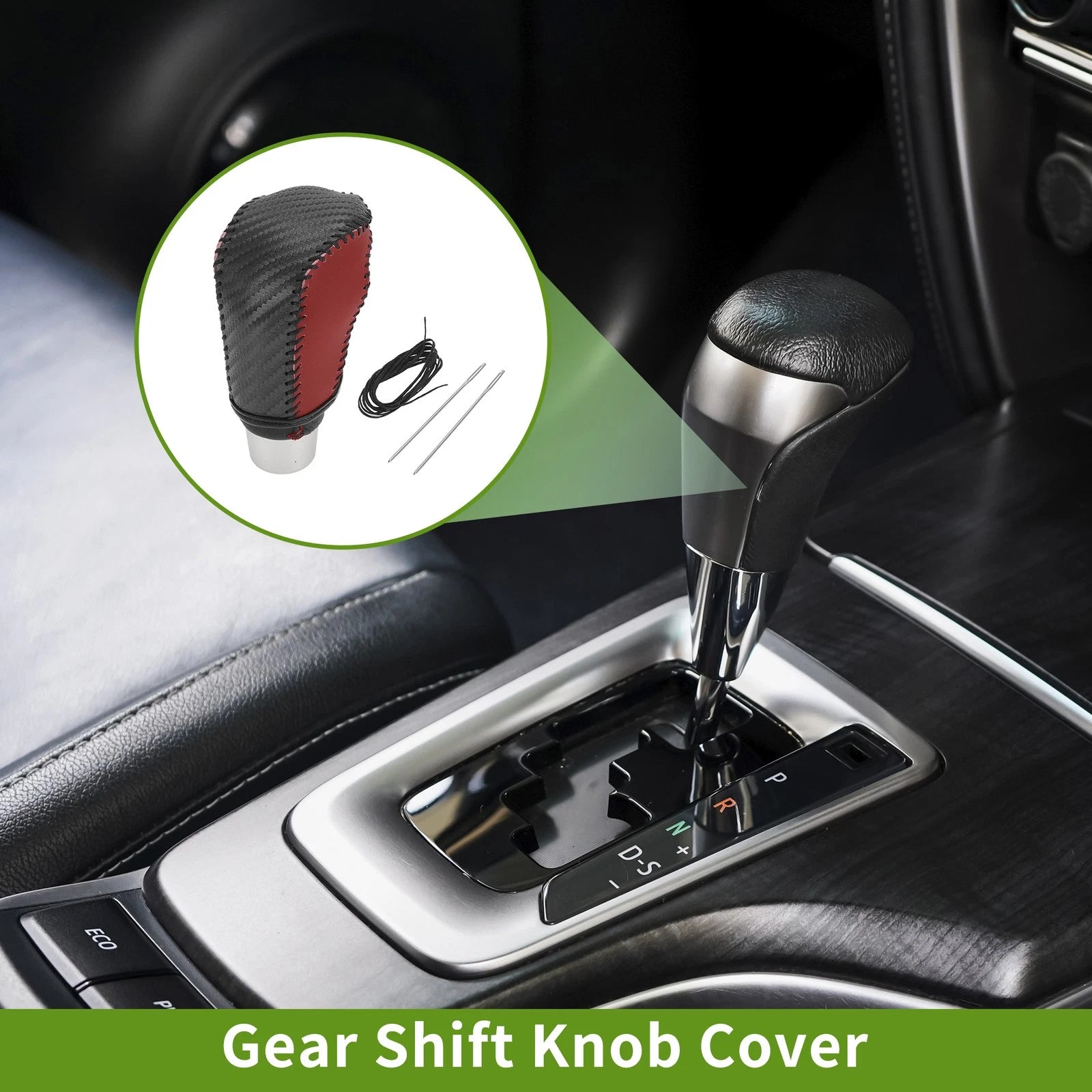 1 Pcs Gear Shift Knob Cover for Honda Civic (2016–2021) Black Carbon Fiber Red
