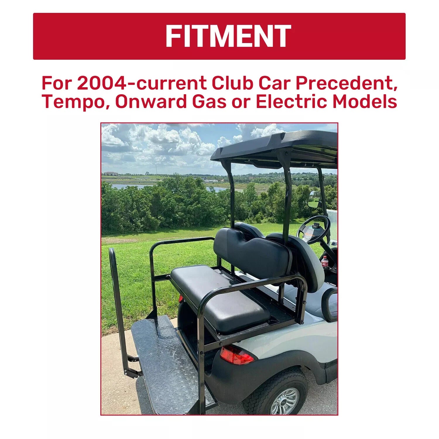 Flip Folding Rear Seat Kit for Club Car Precedent/Tempo Golf Cart (2004–2023)