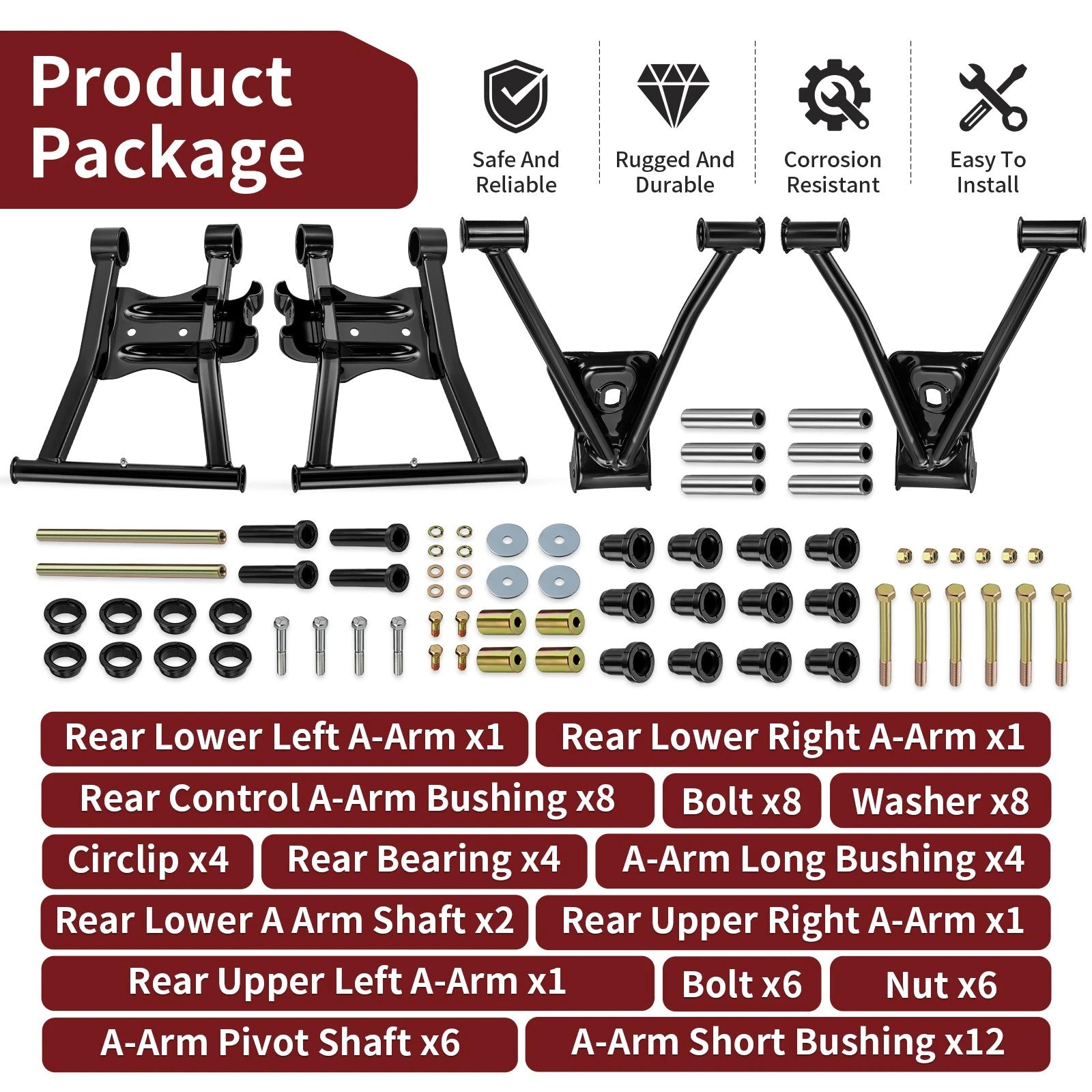 Rear Upper Lower A-Arm Set for Polaris Sportsman 450 (2006–2007)