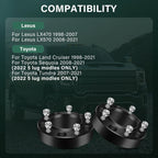 2X 5X150 1.5" Hubcentric Wheel Spacers for Toyota Tundra (2007–2022) Lexus LX470 (1998–2007)