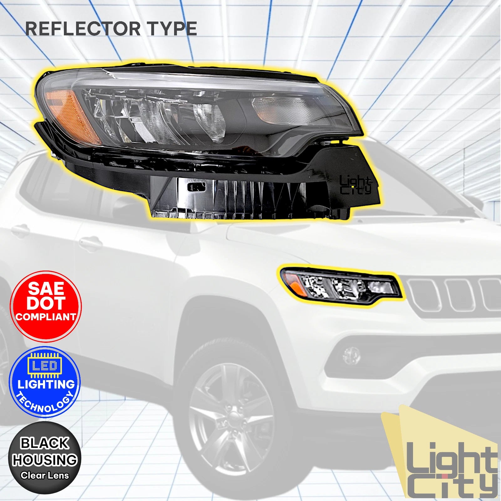 LED Reflector Headlight for Jeep Compass (2022–2026) Right Passenger
