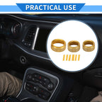 3X AC Media Tune Switch Knob Cover Ring for Dodge Challenger (2015–2019) Gold Tone