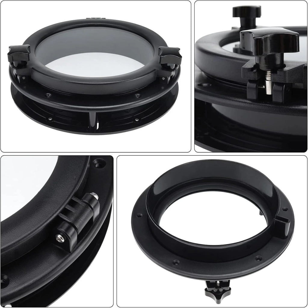 10" Round Opening Portlight Porthole Window for Boats (ABS Plastic, Tempered Glass)