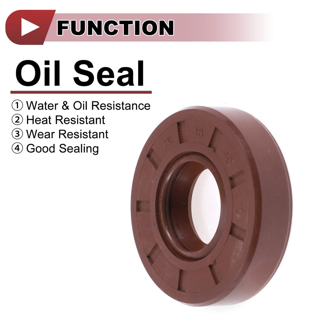 2X Oil Seal Rotary Shaft Seal for Various Models (18x40x10mm) FKM Rubber