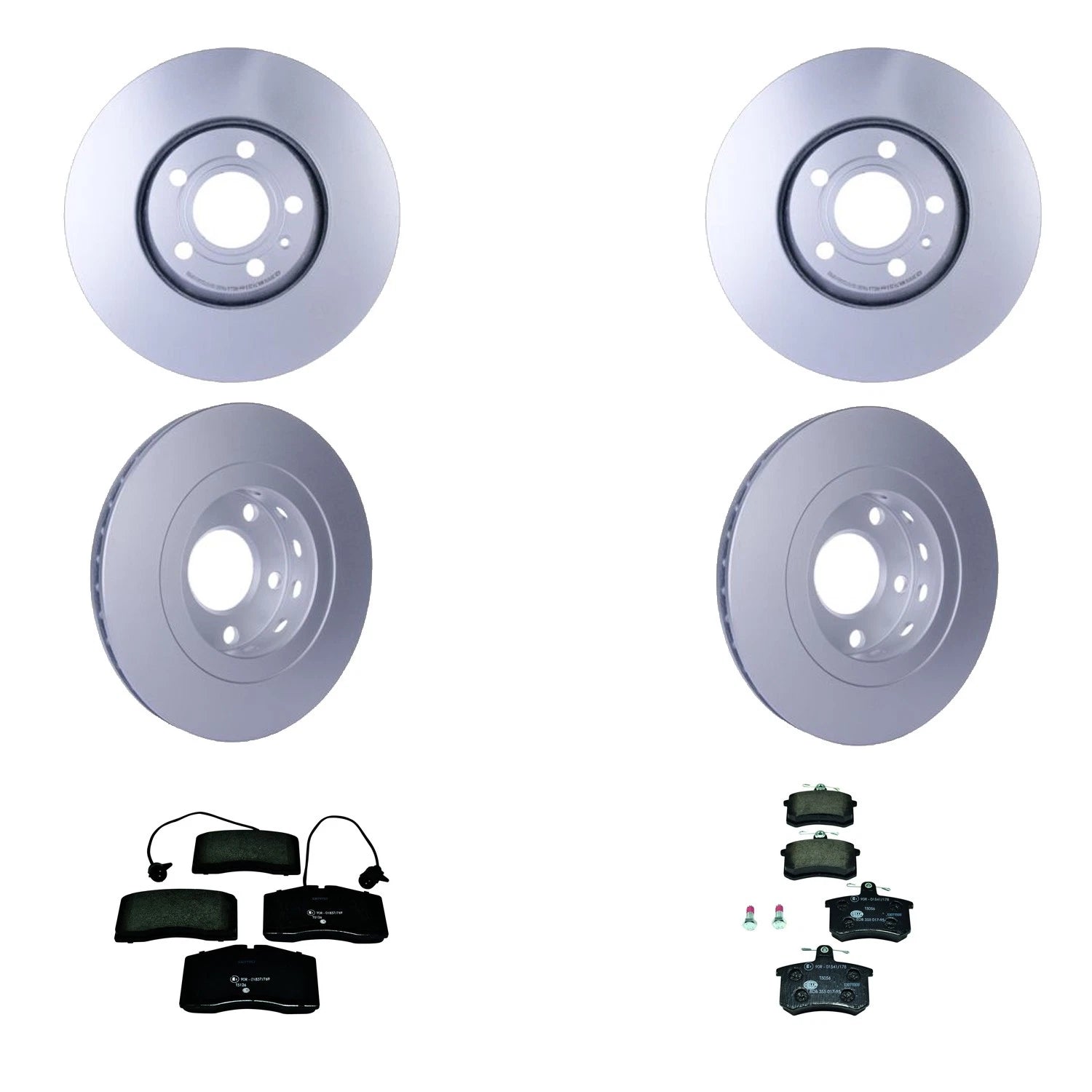 Hella Front Rear Rotors Low-Met Disc Brake Pad Kit for Audi A8 Quattro (2000)