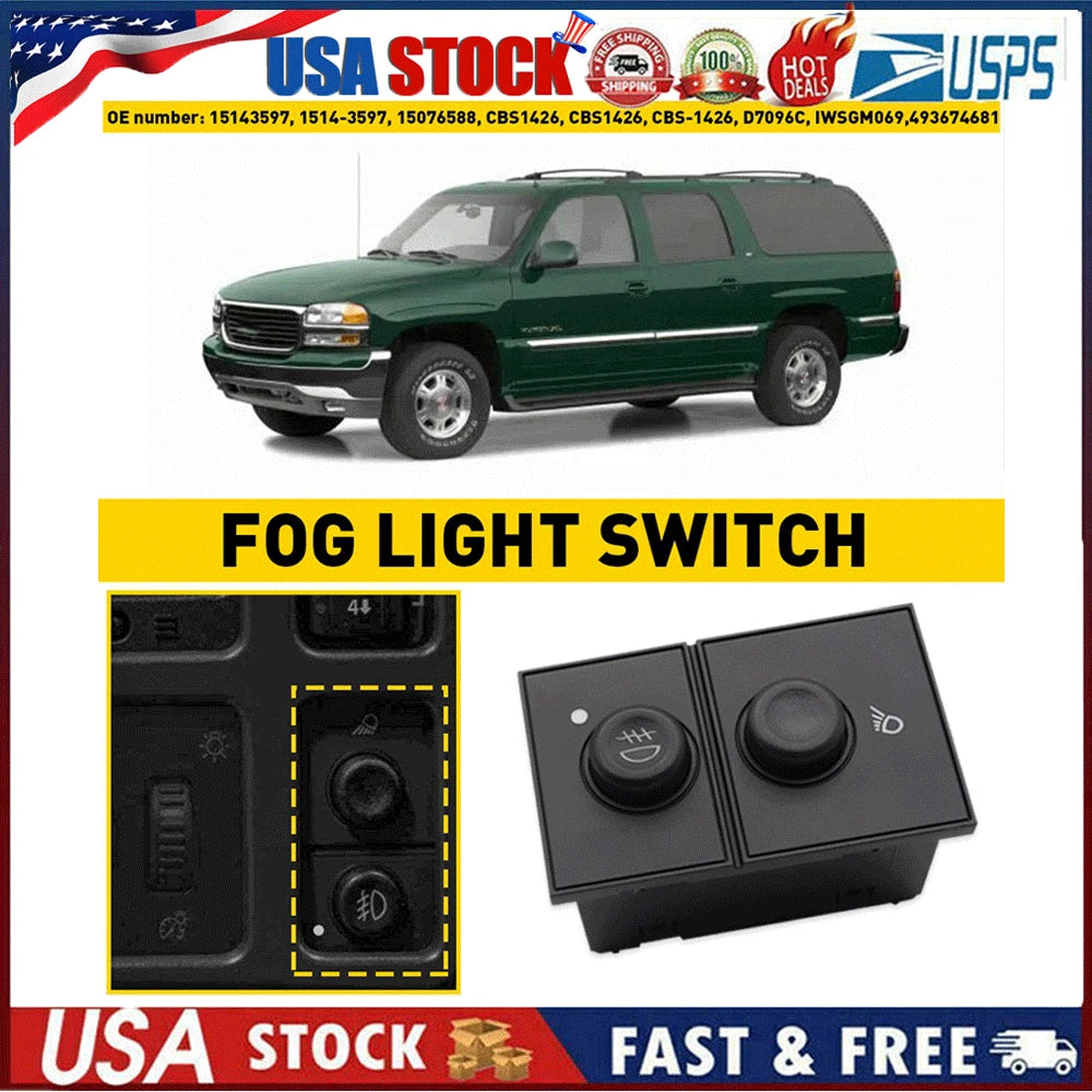 Fog Light Switch for Chevy Silverado Tahoe GMC Sierra Yukon (2003–2006)