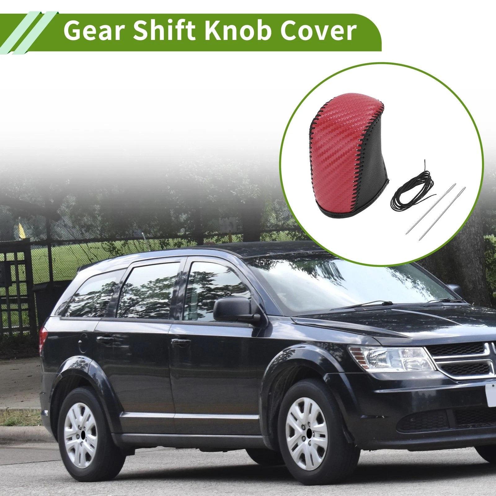 Gear Shift Knob Cover for Dodge Journey (2011–2020) Red Carbon Fiber