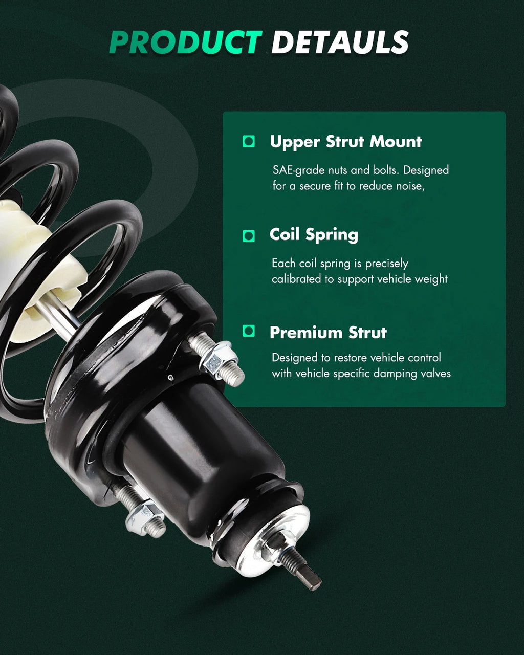 Rear Complete Strut & Coil Spring for Chrysler 200, Sebring, Dodge Avenger (2007–2014)