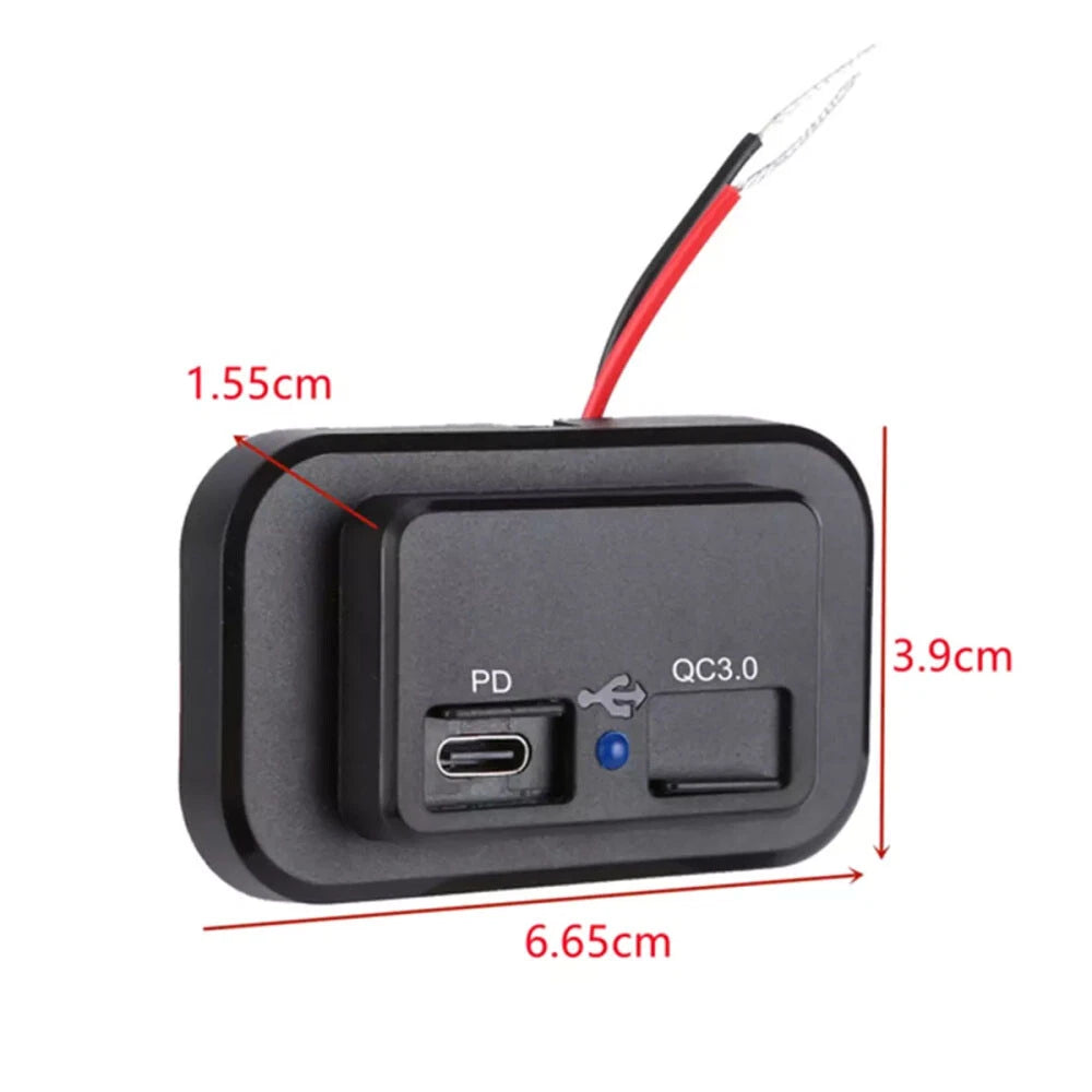 Dual USB Fast Charger Socket for Car Boat (12V-24V)