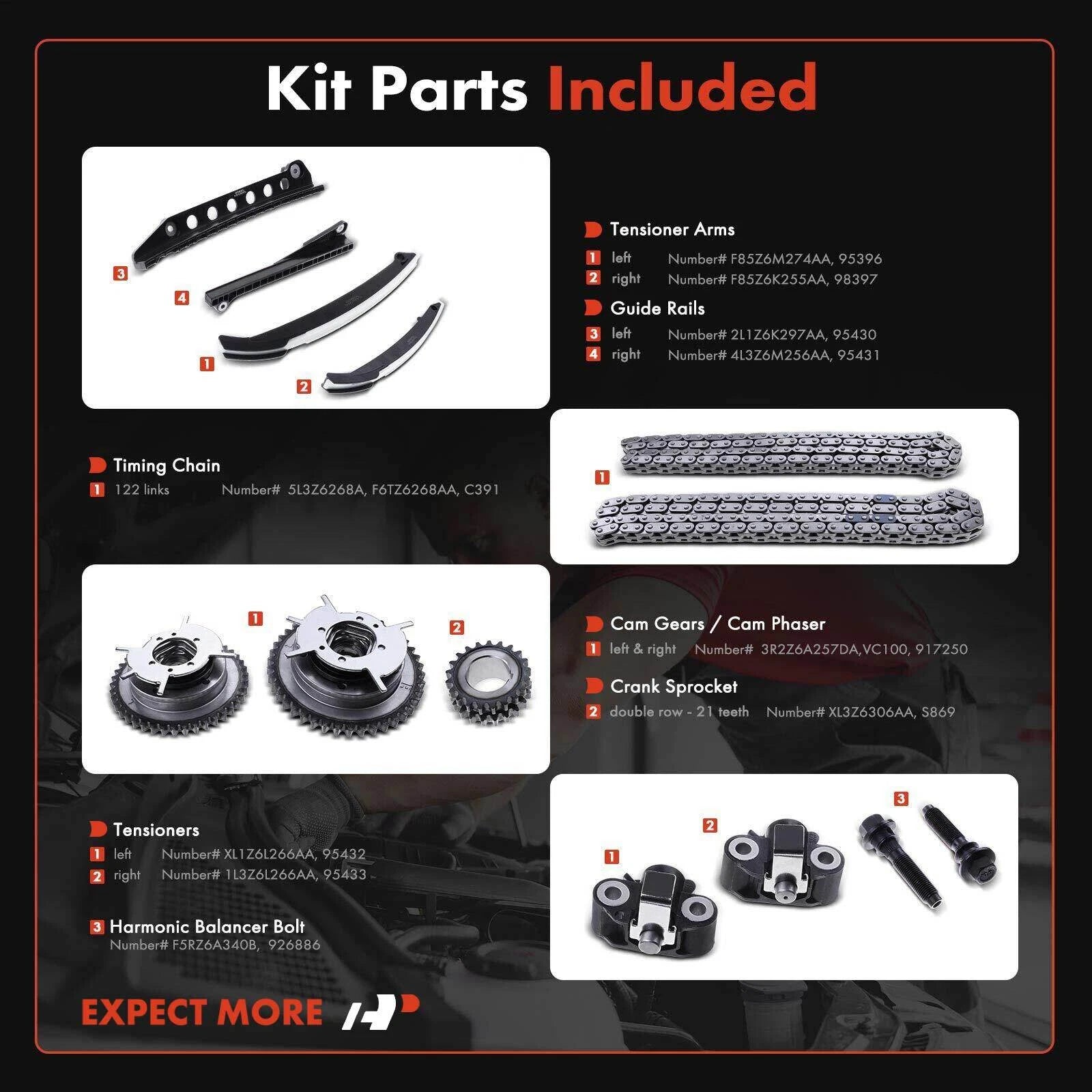 14x Timing Chain Kit & Water Pump for Ford F-150 (2005–2010)