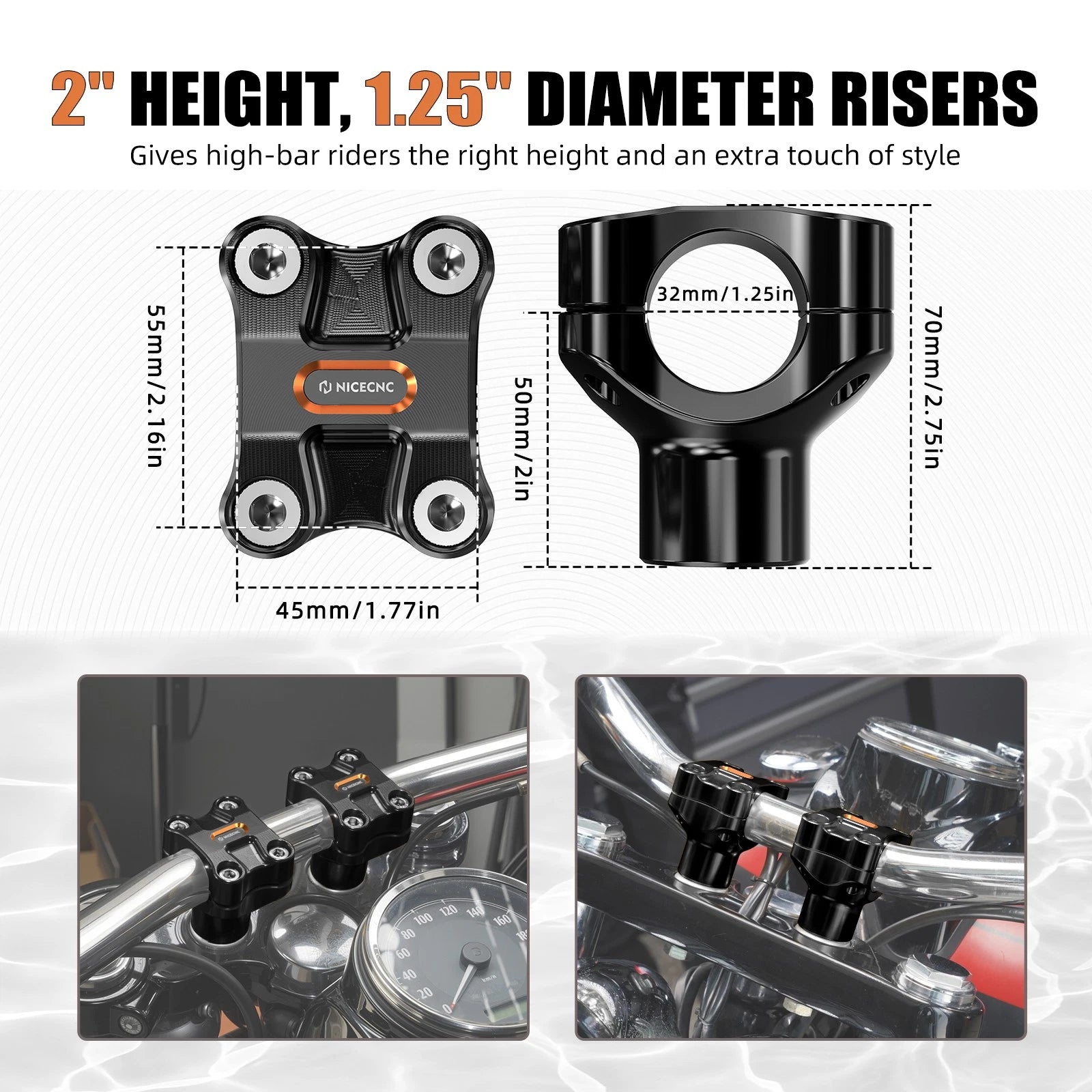 2" Handlebar Risers for Harley Dyna Wide Glide EFI FXDWGI (2006–2017)