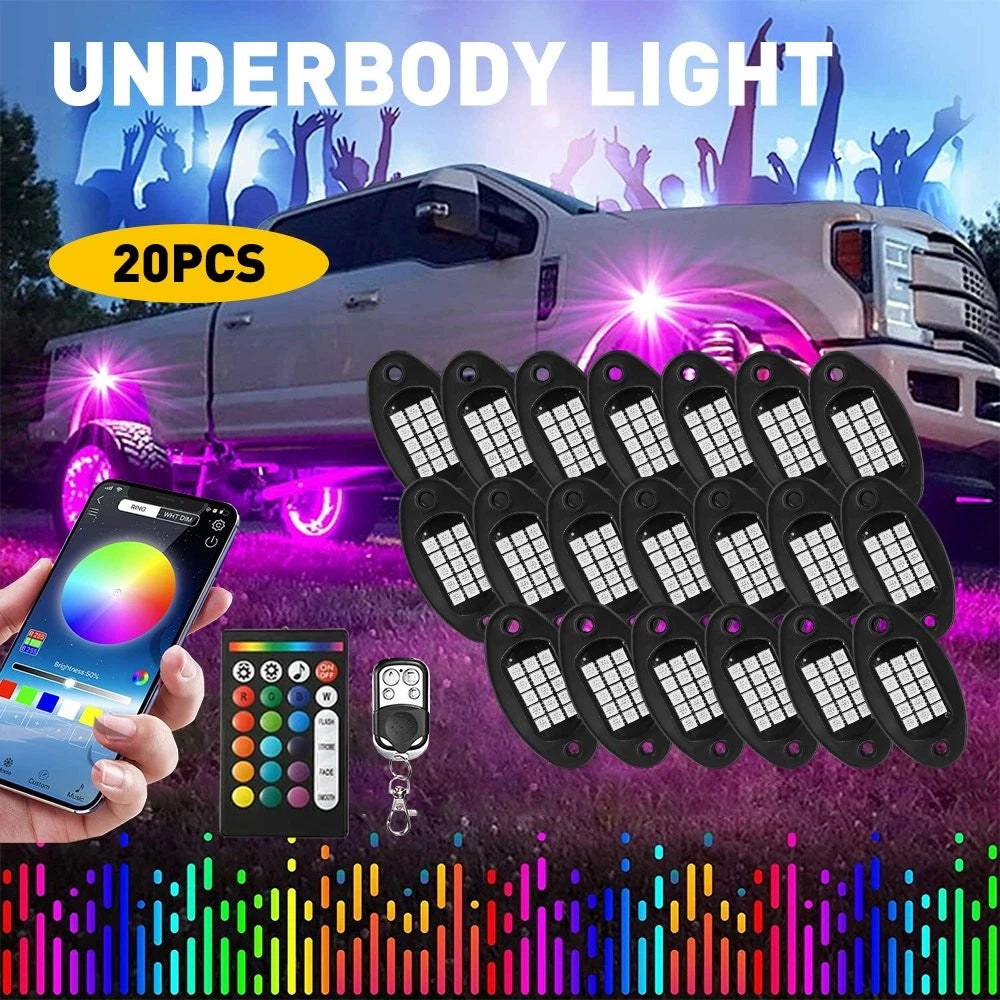 20 Pods RGB LED Rock Lights Kit for Jeep (Fits )