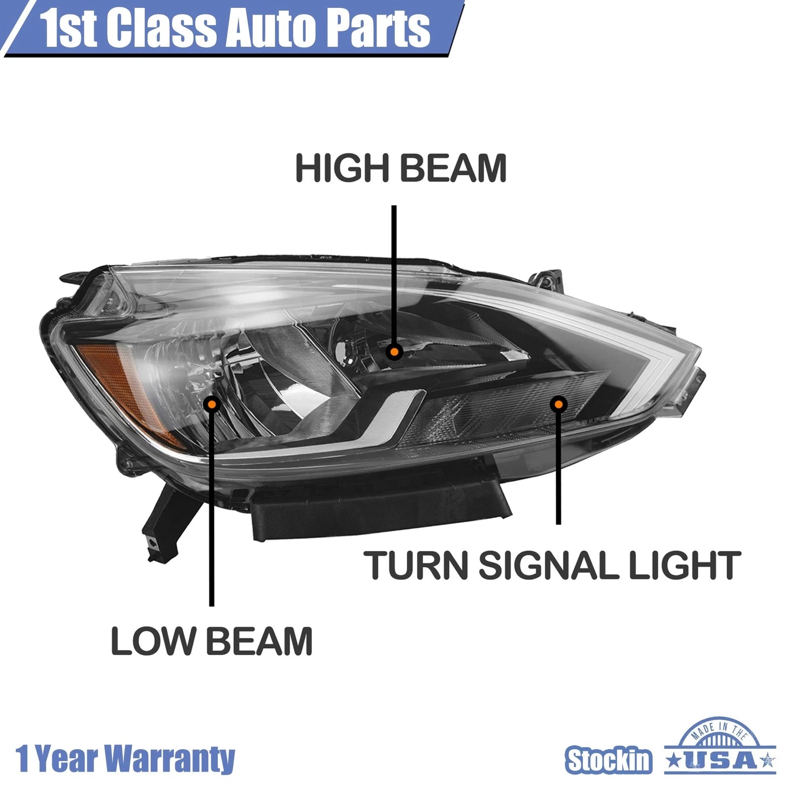 Right Passenger Side Halogen Headlight for Nissan Sentra (2016-2019)