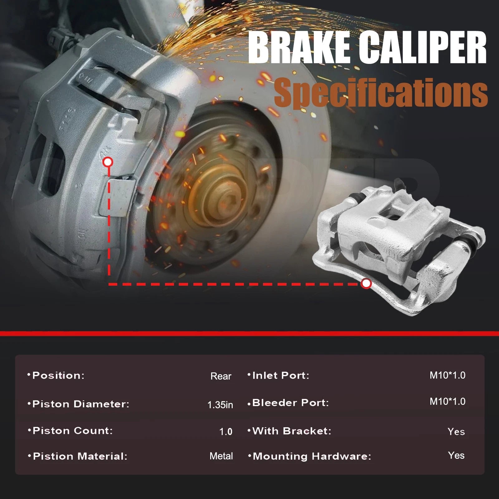 2X Rear Disc Brake Calipers with Bracket for Hyundai Sonata (2008–2010)