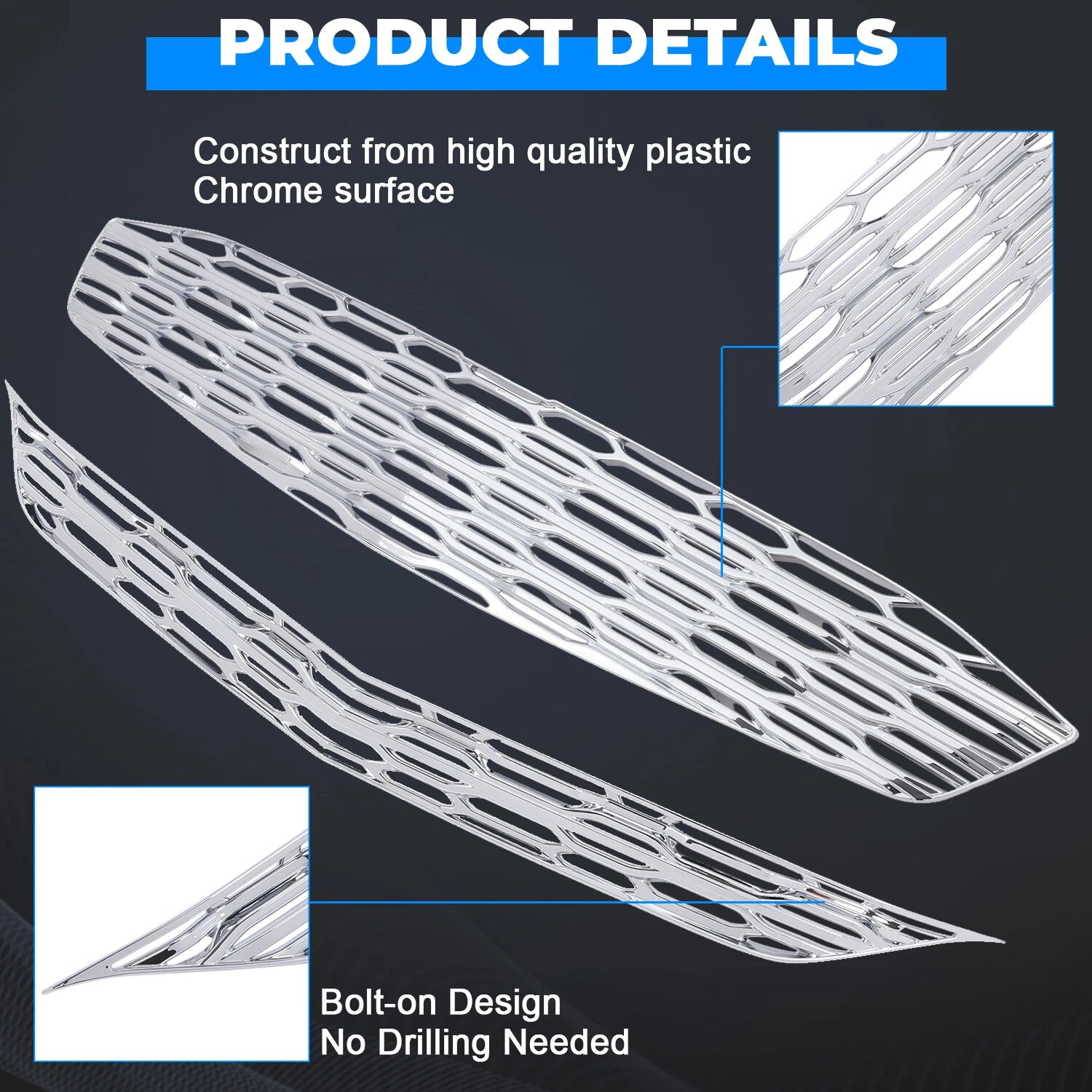 Chrome Snap On Grille Overlay for Chevy Malibu (2016–2018)