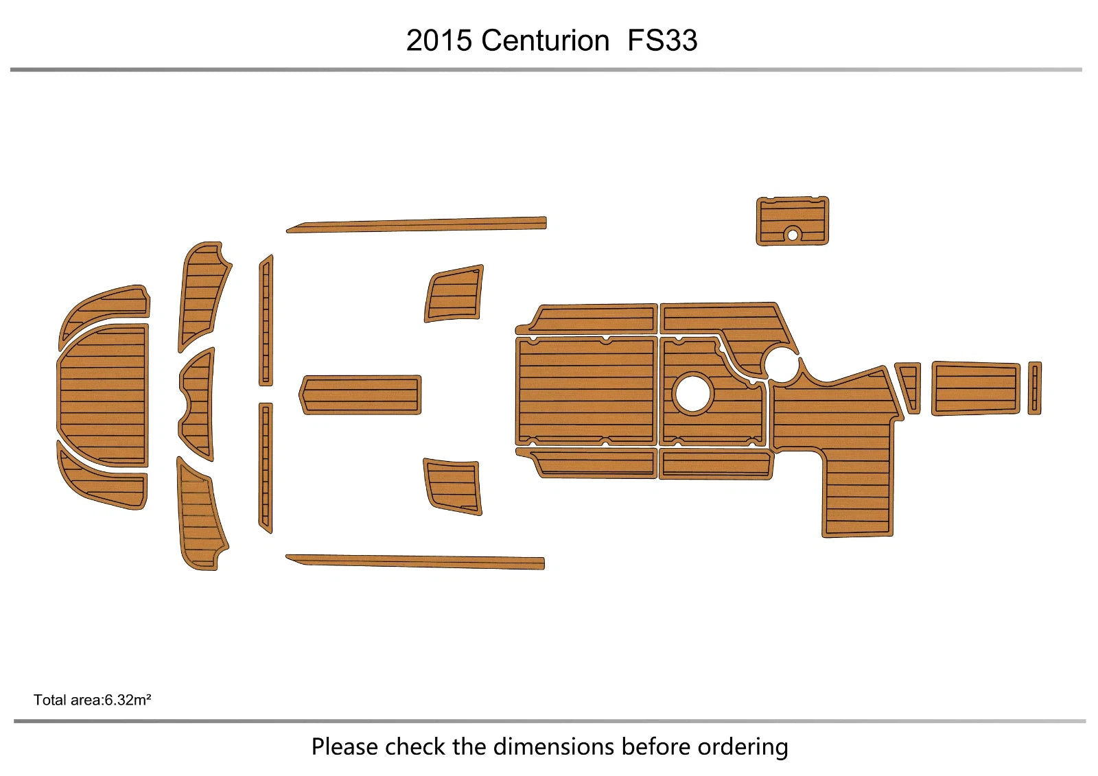 EVA Foam Teak Deck Floor Mat for Centurion FS33 (2015)