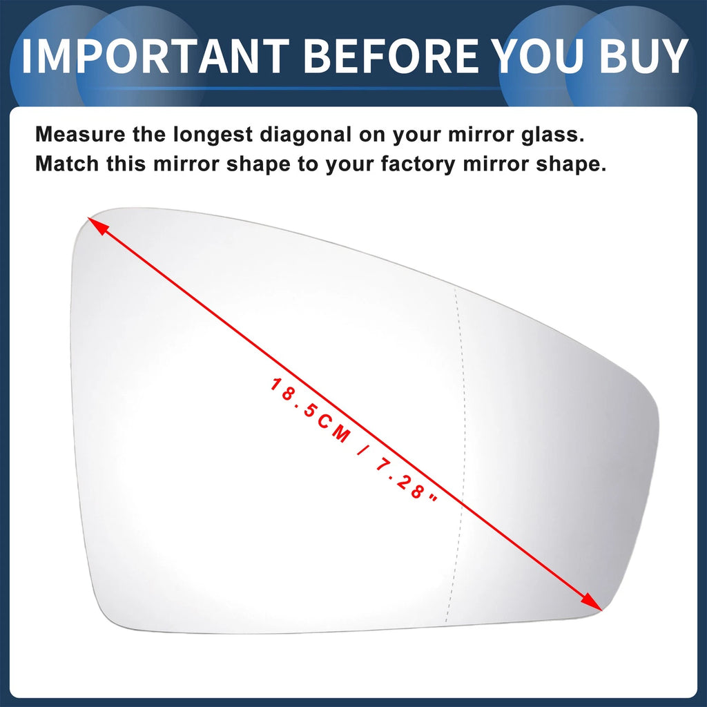 Right Side Heated White Mirror Glass for Volkswagen Tiguan (2016–2021)