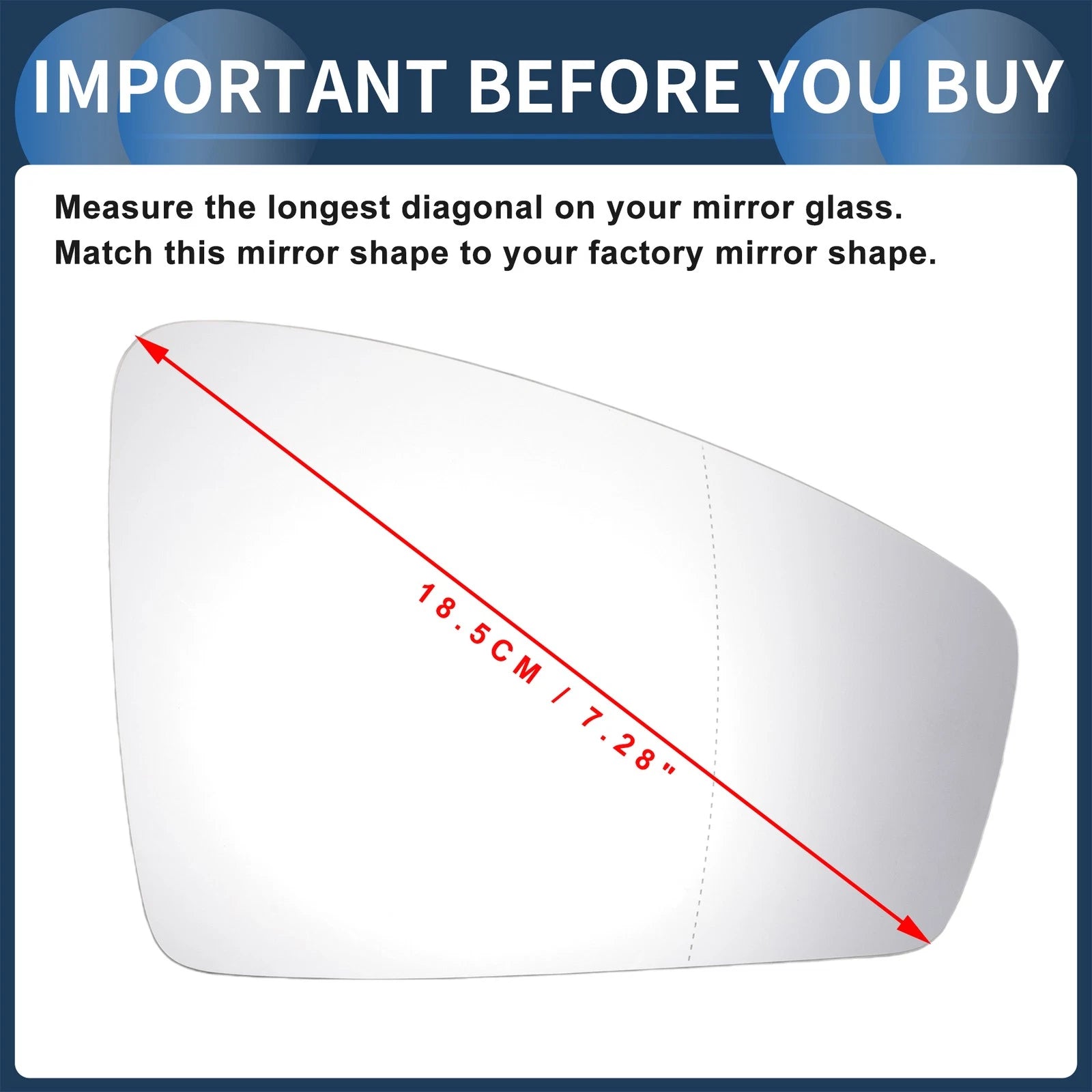 Right Side Heated White Mirror Glass for Volkswagen Tiguan (2016–2021)