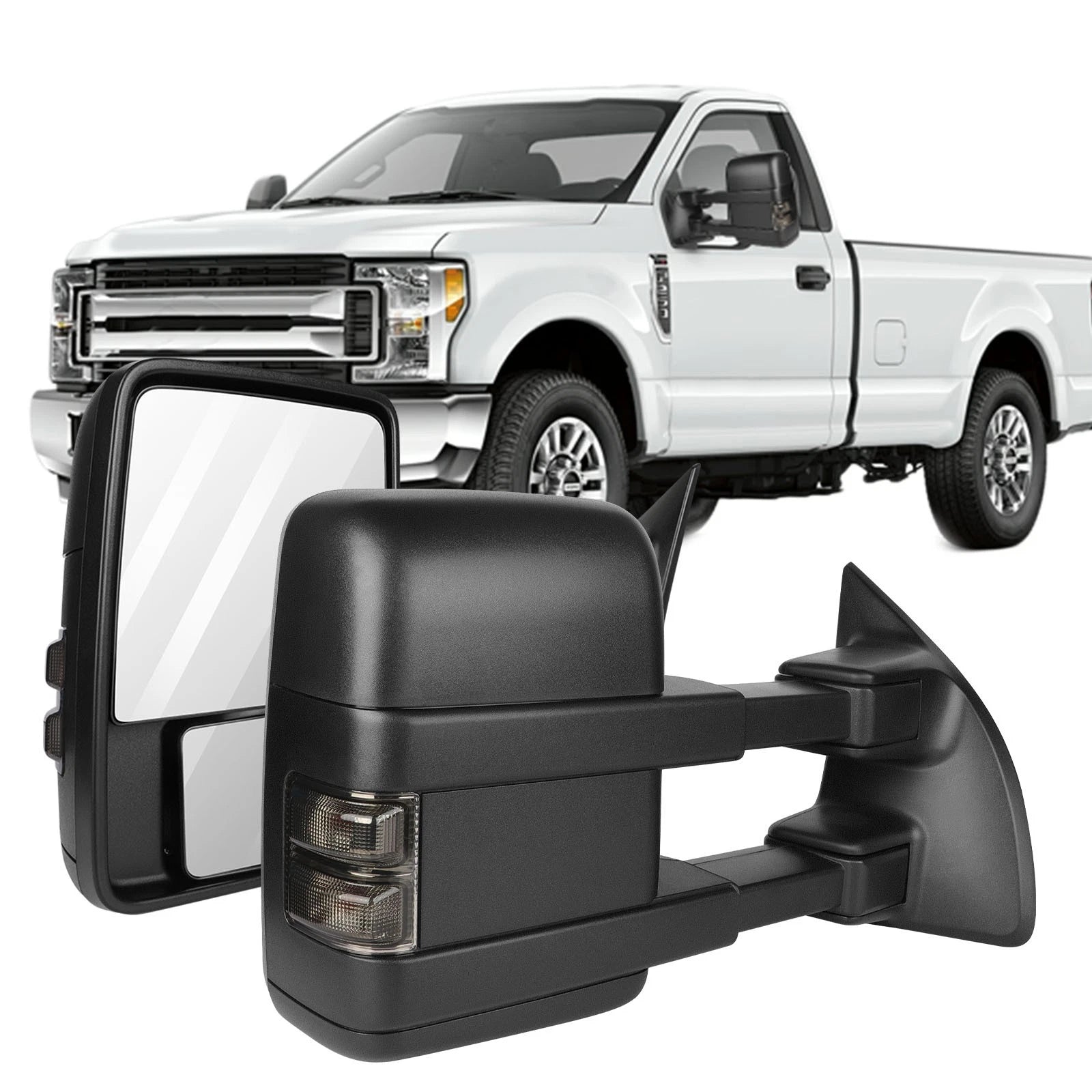 Driver Side Manual Tow Mirror for Ford F250-F550 Super Duty (2008–2016) Smoke Signal
