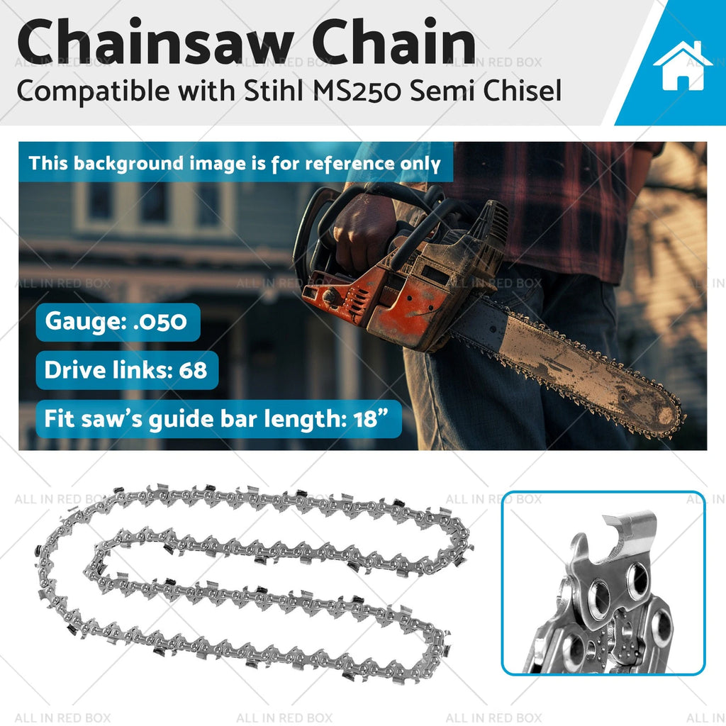 18" Tungsten Carbide Saw Chain for Stihl MS250 (Fits .325" 68 DL)