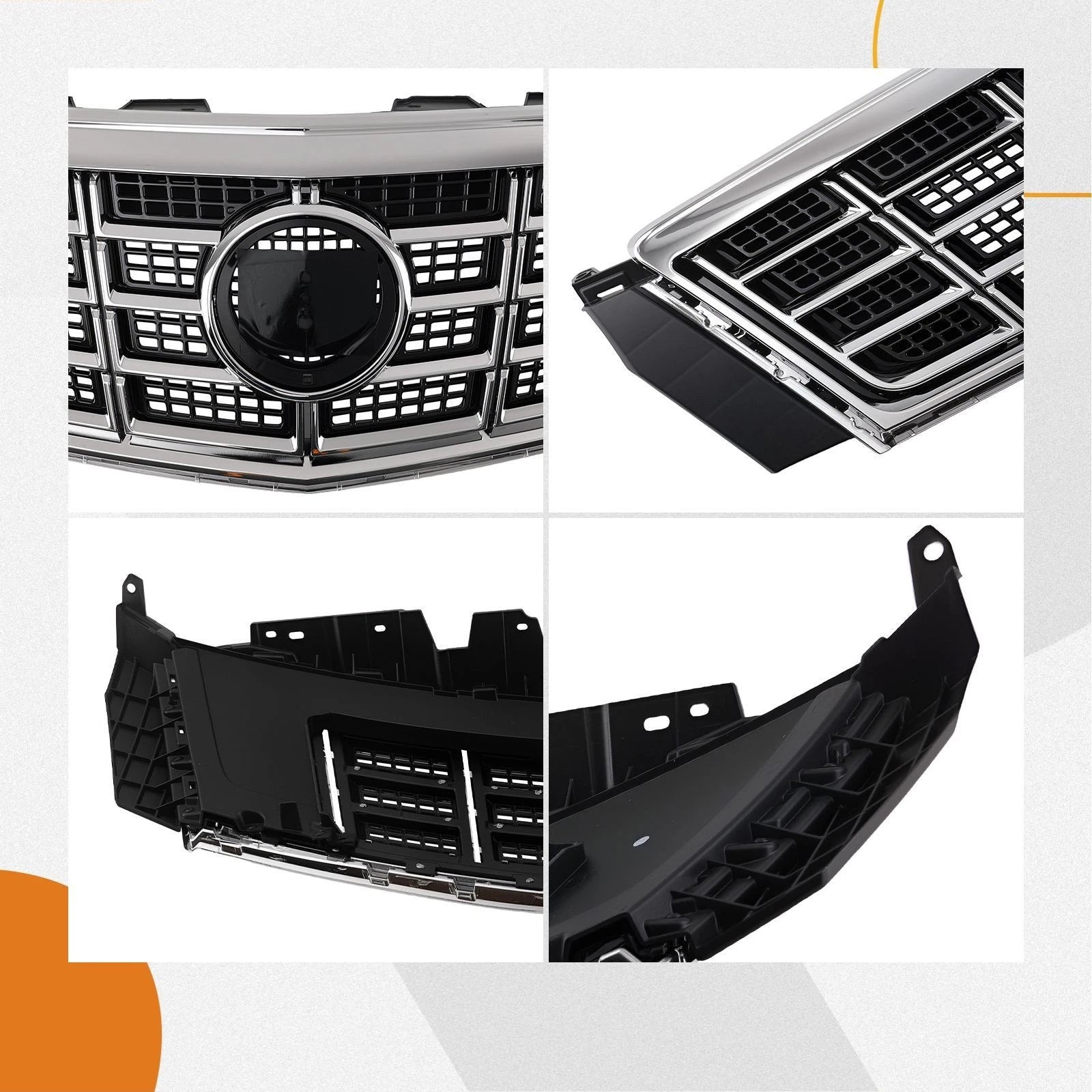 Front Upper Grille for Cadillac XTS (2013–2015) 23473084 Chrome/Black