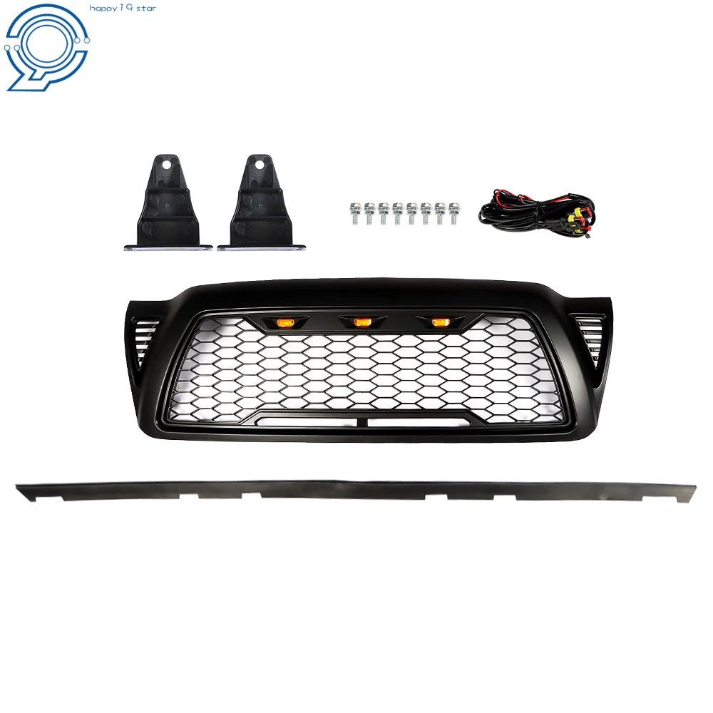 3 LED Lights for Toyota Tacoma (2005–2011) Front Bumper Grille Black