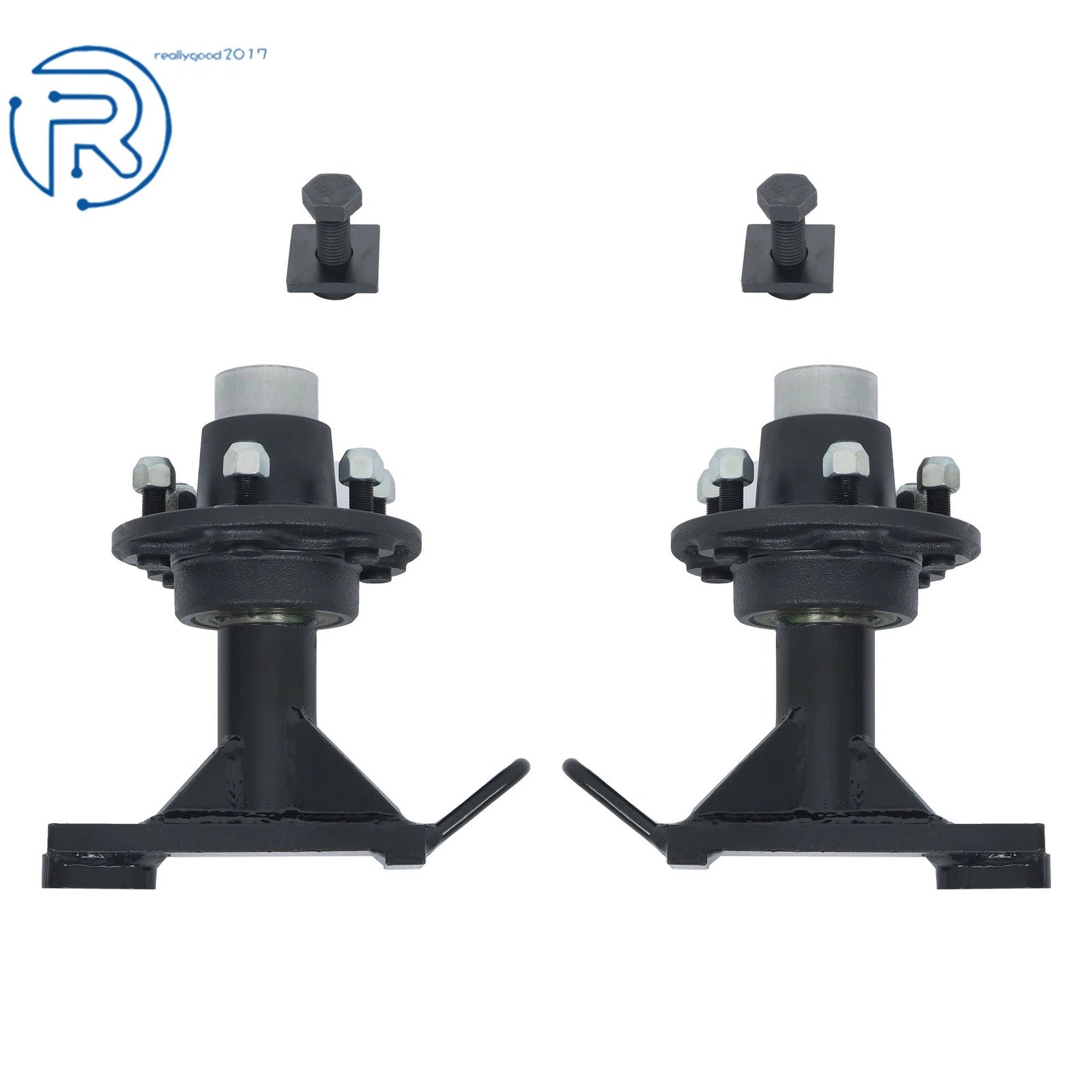 Pair of 6 × 5.5 Lug Wheels for Shipping Container (Bolt-on Spindle Kit)