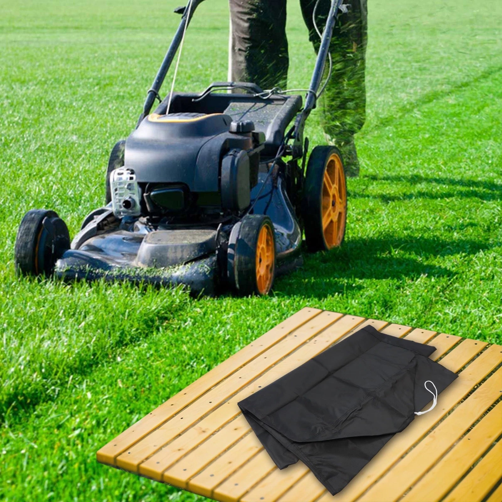 Lawn Mower Cover 195x66x112cm for Universal Fit (420D Oxford Cloth)