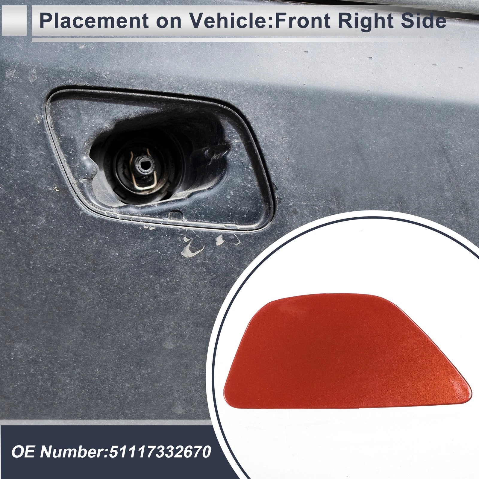 Bumper Headlight Washer Nozzle Cover Cap for BMW 535i (2011–2016) Red