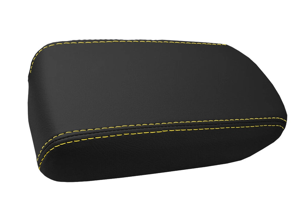Leather Console Lid Armrest Cover for Toyota Corolla (2009–2013) Yellow Stitch