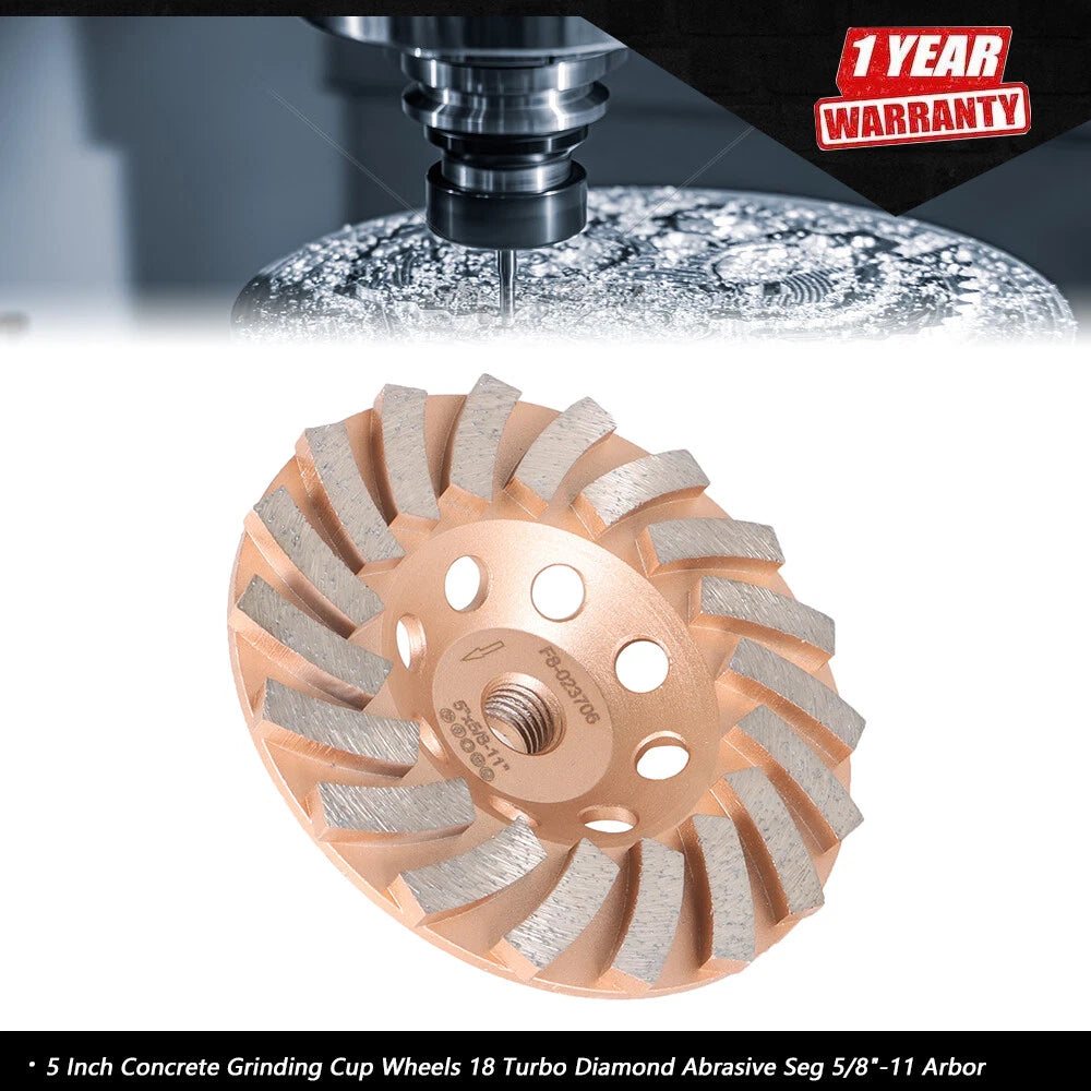 5 Inch Turbo Diamond Grinding Cup Wheel for Concrete (Universal)