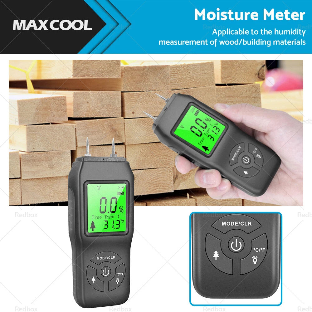 2-Pin Digital LCD Moisture Meter for Wood (Damp Detector)