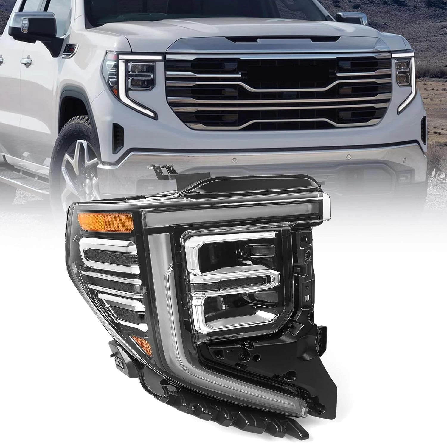 LED Headlight RH for GMC Sierra 1500 Elevation/Pro/SLE (2022–2024)