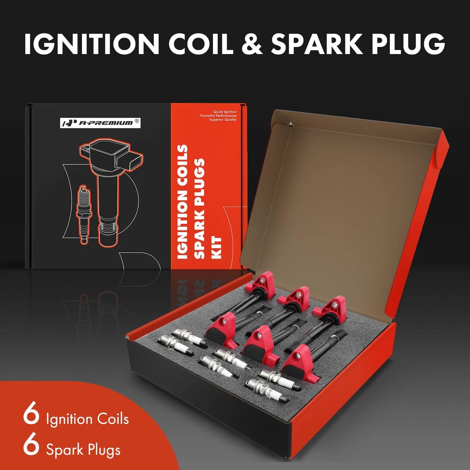 Set of 6 Ignition Coils & 6 Iridium Spark Plugs for Honda Accord Acura TL
